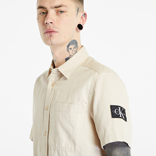 Shirts Calvin Klein Jeans Linen Short Sleeve Shirt Classic Beige | Footshop