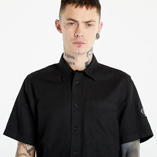 Shirts Calvin Klein Jeans Linen Short Sleeve Shirt Black Footshop
