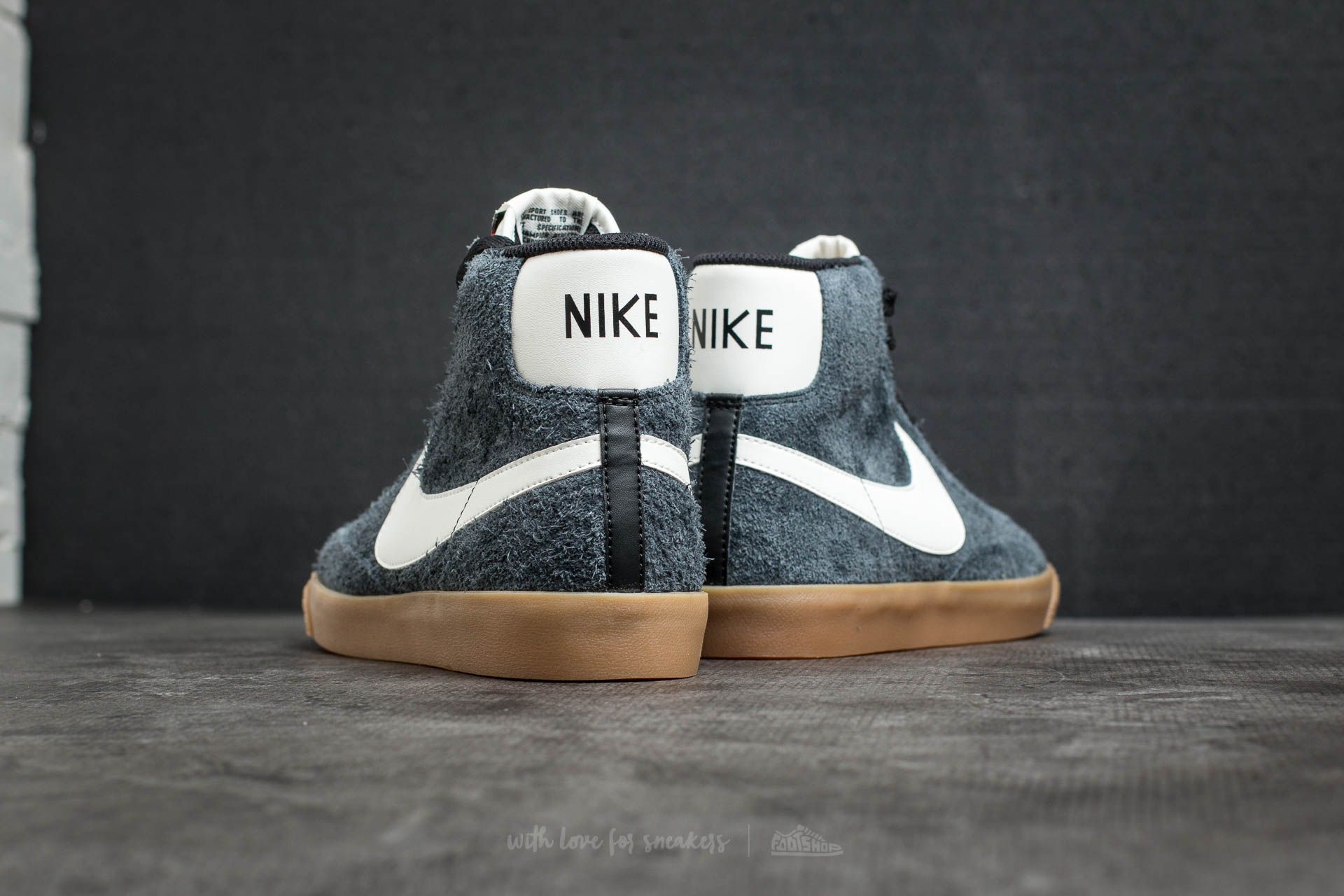 Women s shoes Nike Wmns Blazer Mid Suede Vintage Black Sail Gum Yellow Sail Footshop
