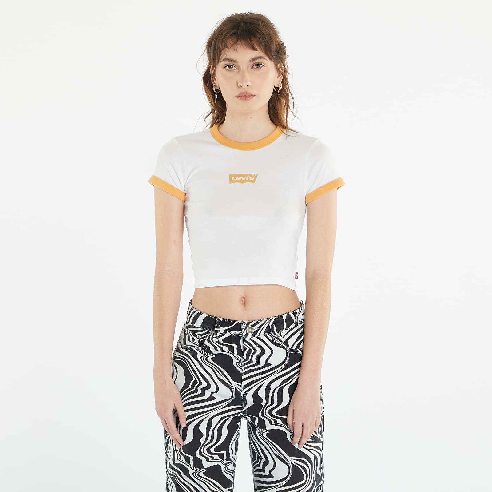 Camiseta Levi's® Graphic Ringer Mini Tee Bright White / Golden Nugget - White XL