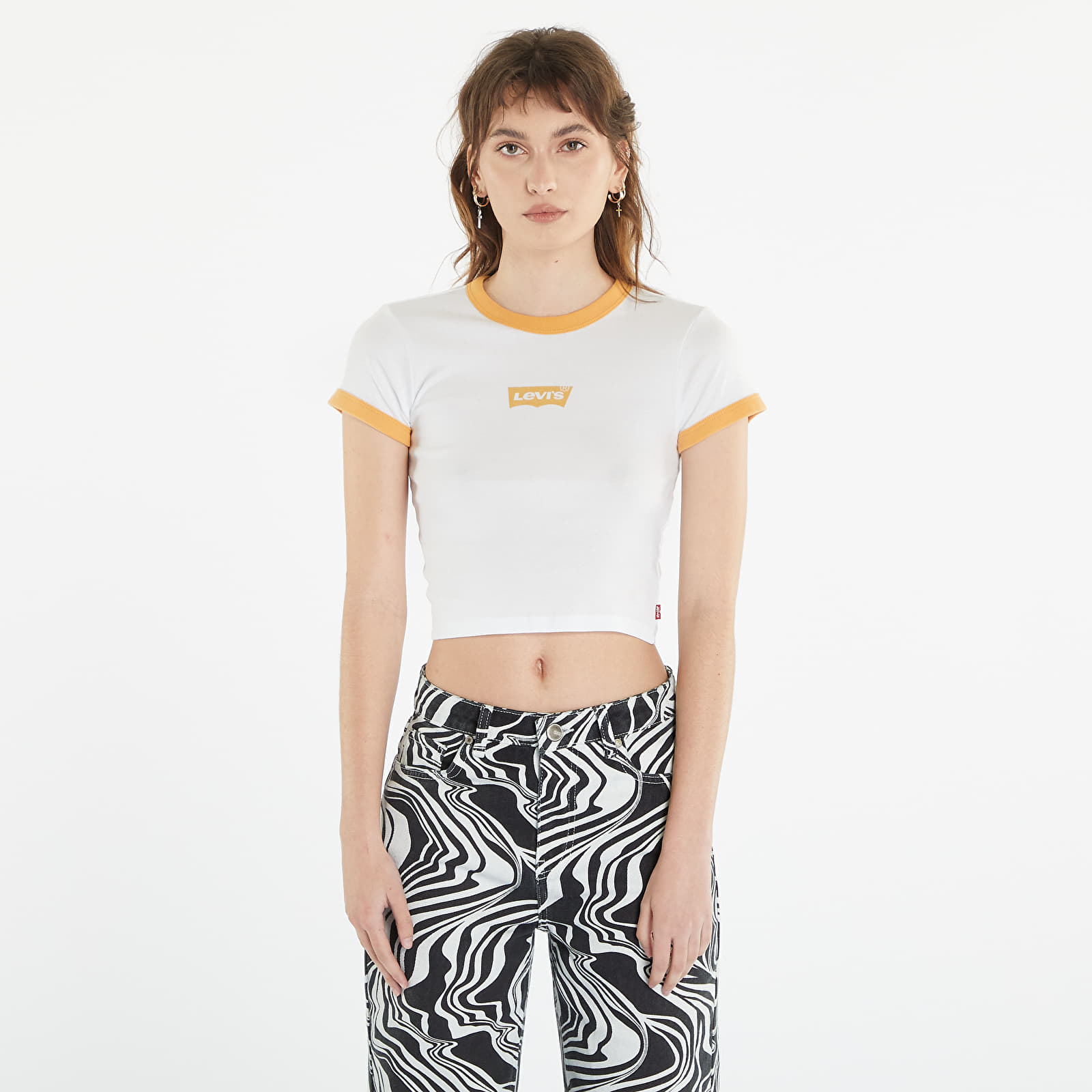 Pólók Levi's® Graphic Ringer Mini Tee Bright White / Golden Nugget - White
