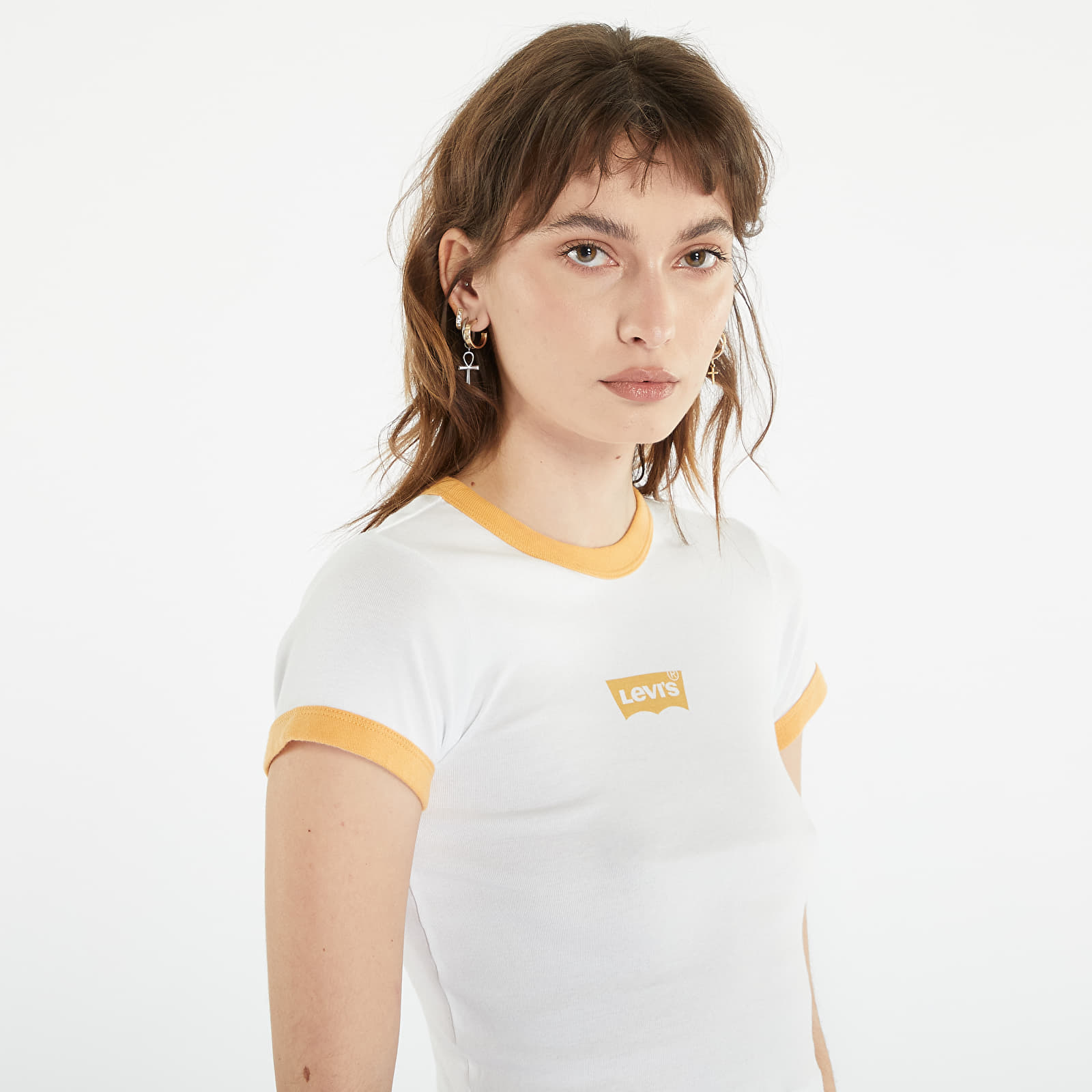 T-shirts Levi's® Graphic Ringer Mini Tee Bright White / Golden Nugget - White