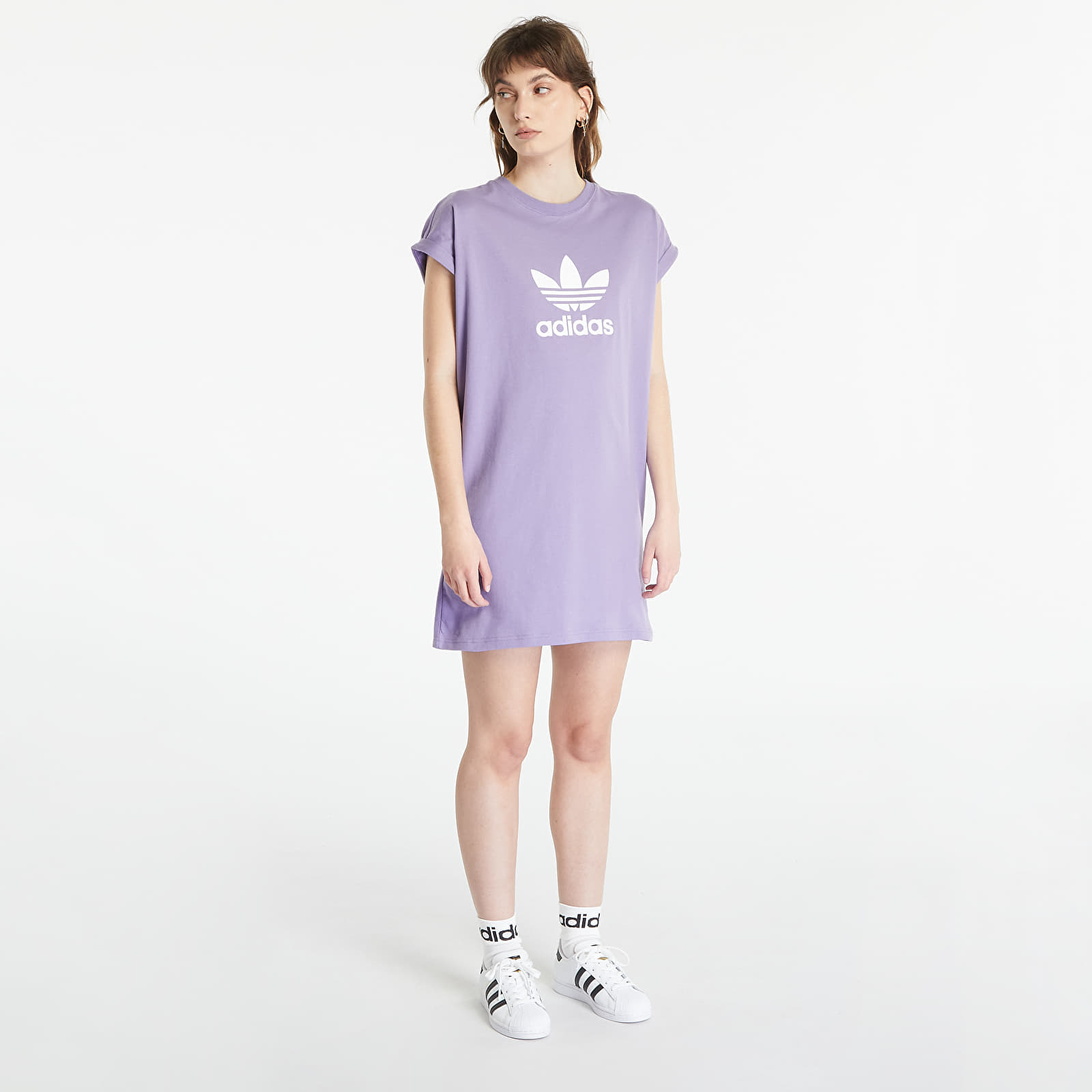 Levně adidas New New Short Sleeve TRF Tee Dress Magic Lilac