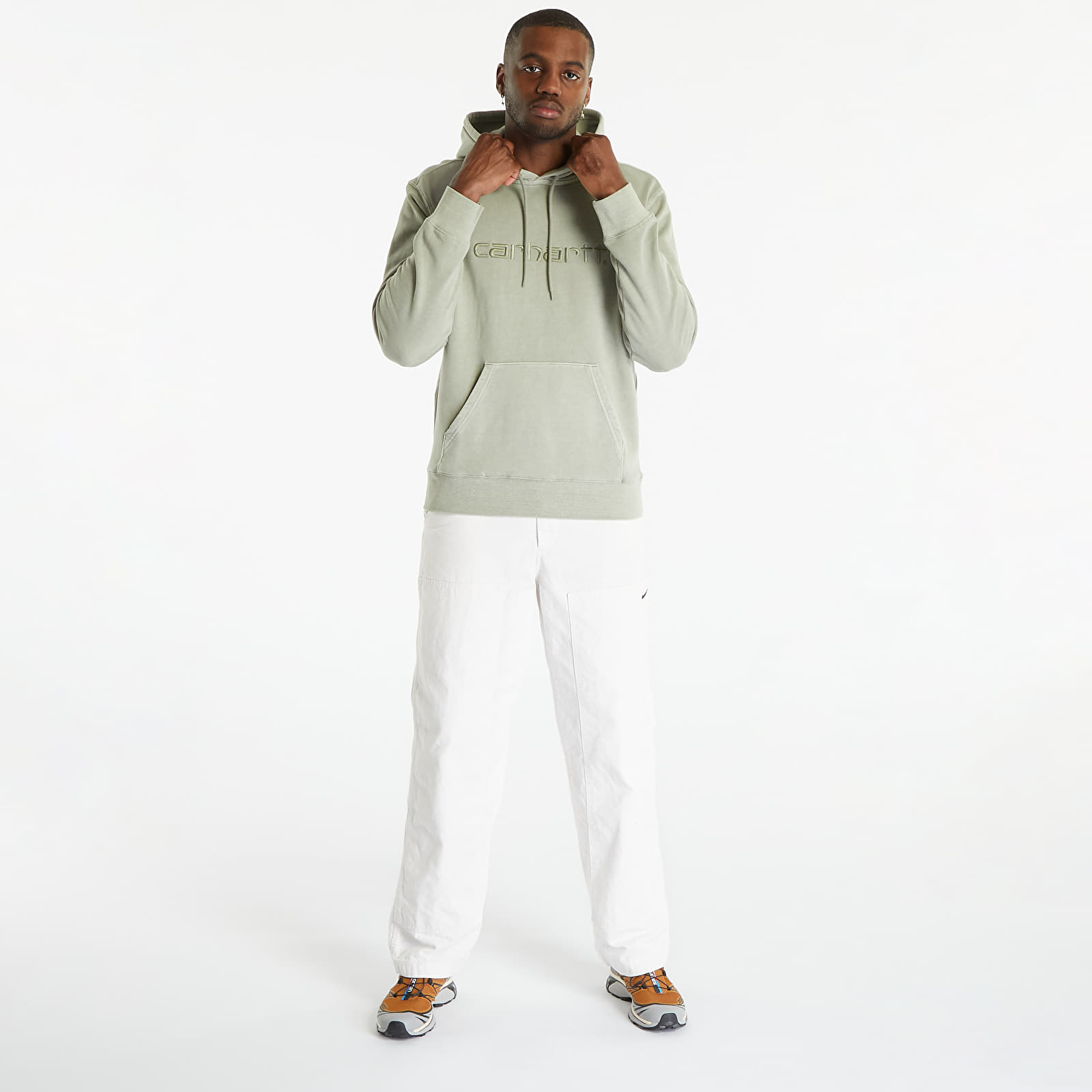 Mikiny Carhartt WIP Hooded Duster Sweat UNISEX Yucca Garment Dyed