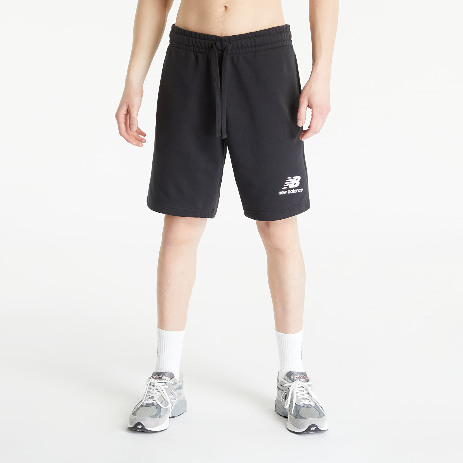 Shorts New Balance Essentials Stacked Logo French Terry Short Black