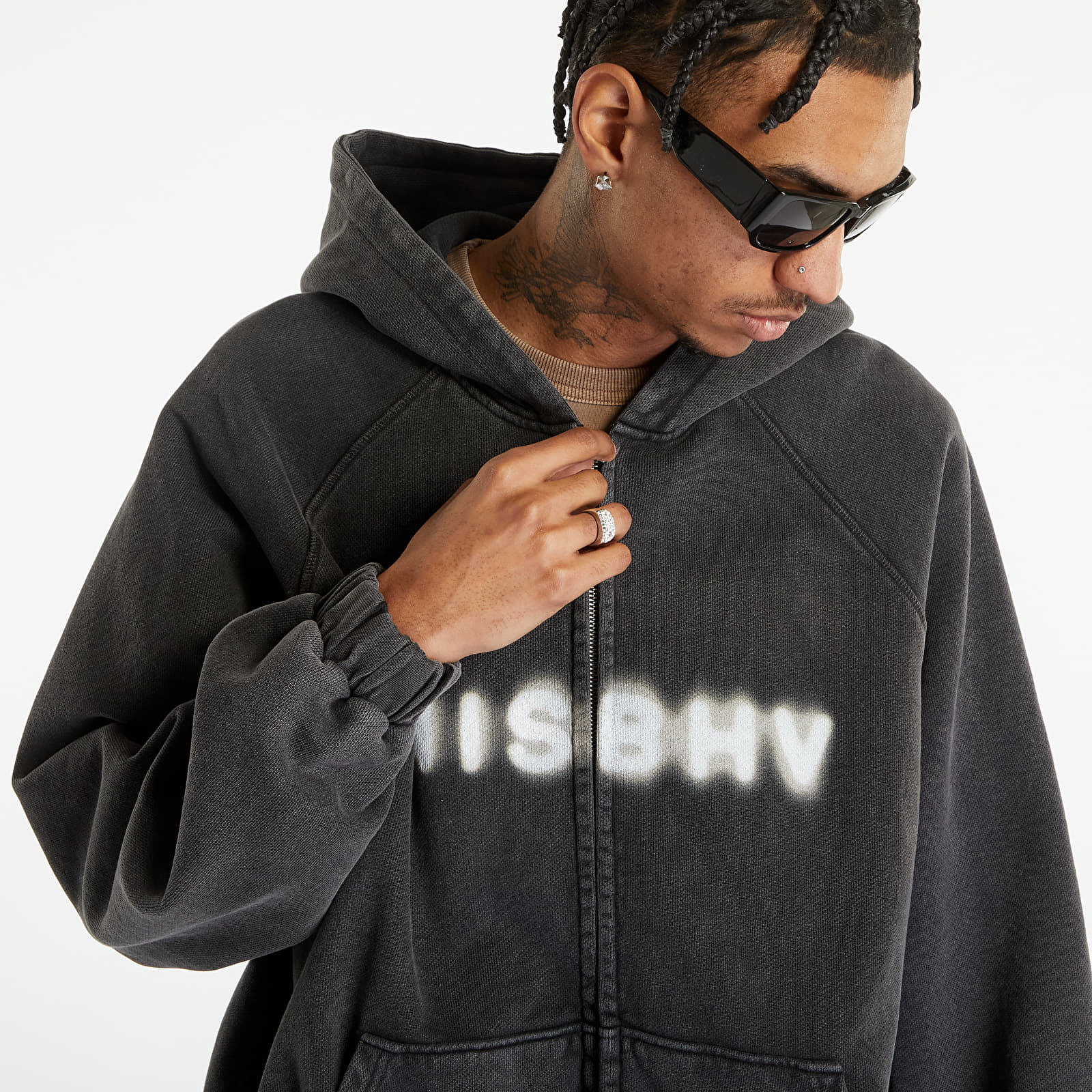 Sweatjacken und Sweatshirts MISBHV Community Zipped Hoodie Washed Black