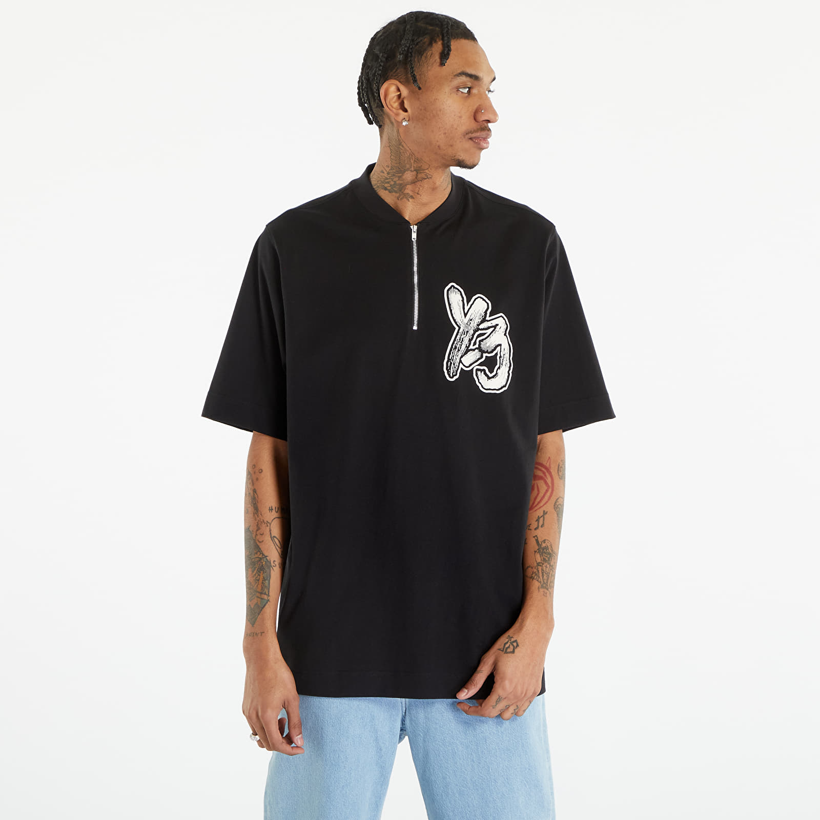 Pólók Y-3 Half-Zip Short Sleeve Tee Black