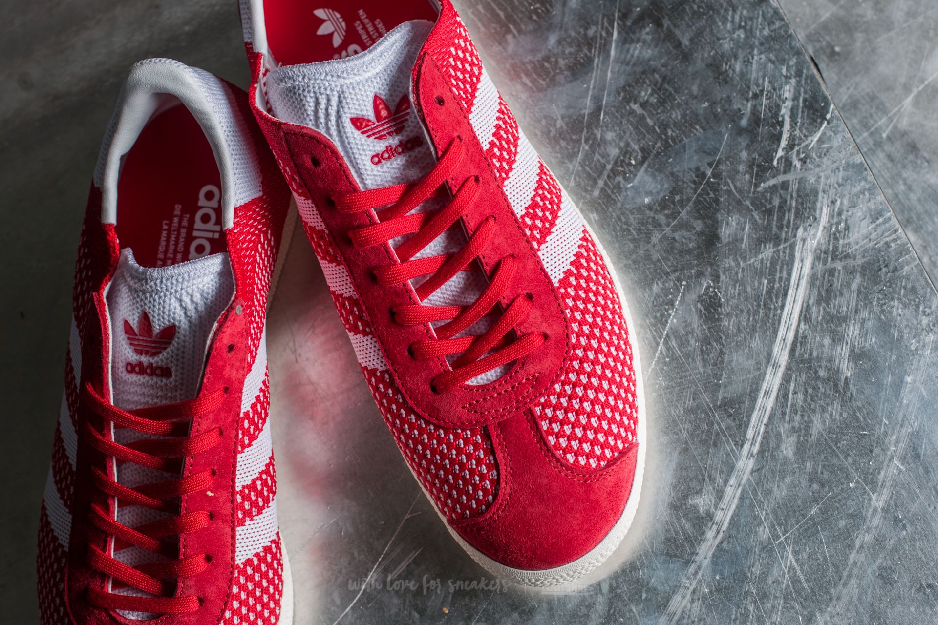 Men's shoes adidas Gazelle Primeknit Scarlet/ Ftw White/ Chalk White