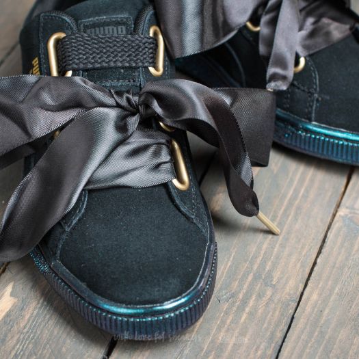 Women s shoes Puma Suede Heart Satin Women s Puma Black Puma Black Footshop