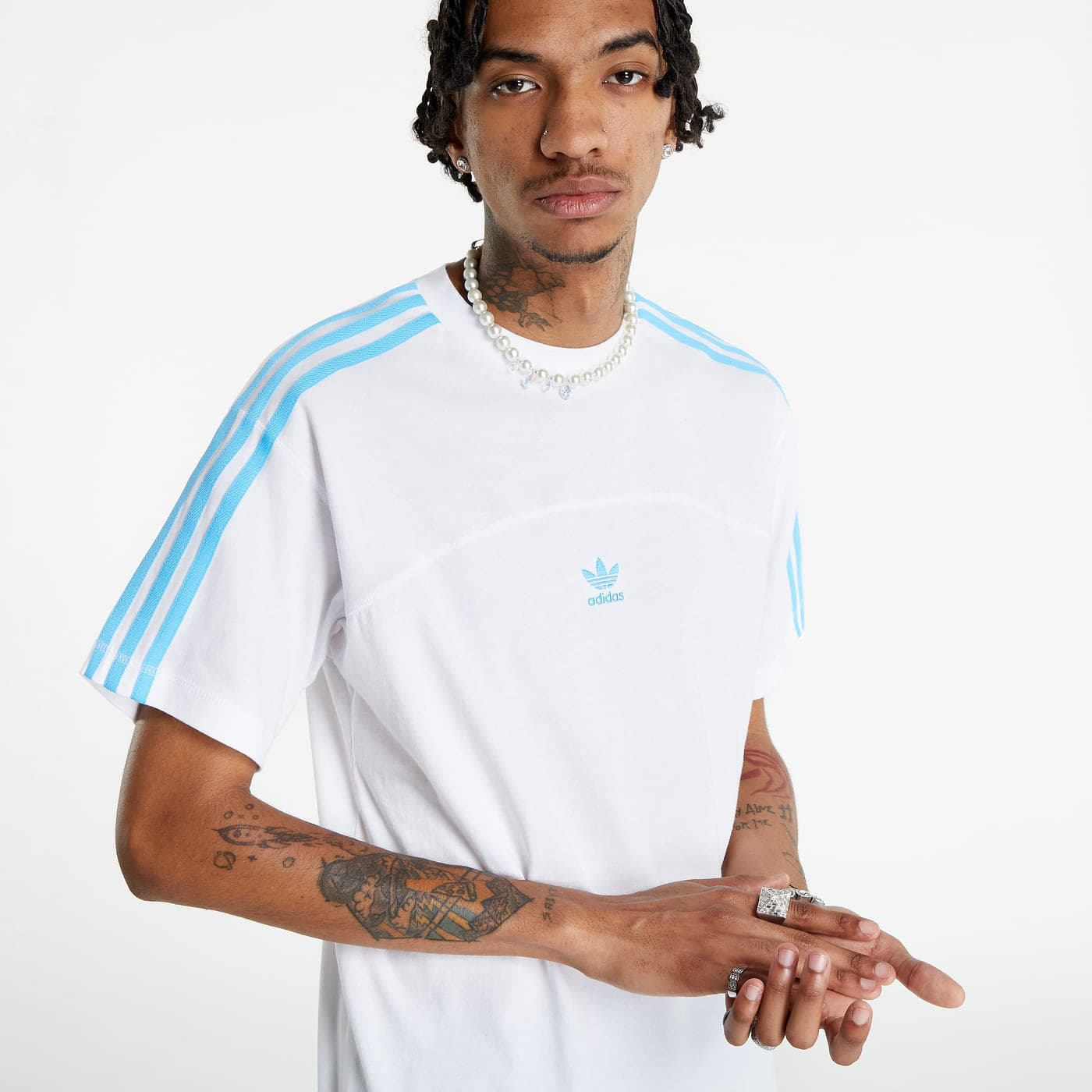 T-paidat adidas Originals Blocked 3-Stripes Tee White