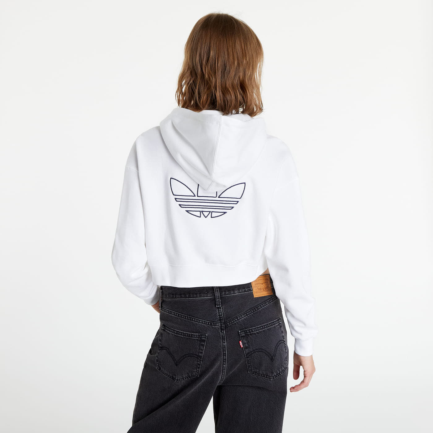 Adidas originals cheap cropped hoodie white