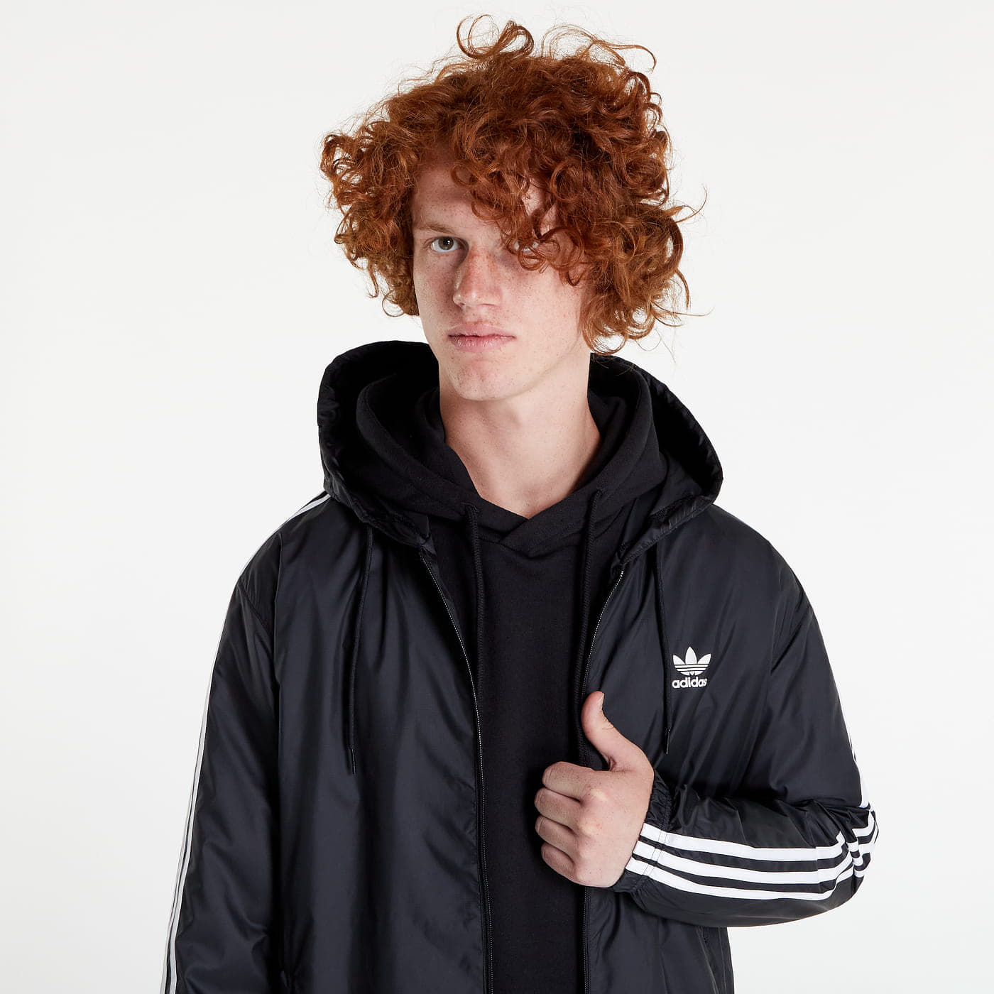 Adidas three stripe windbreaker store