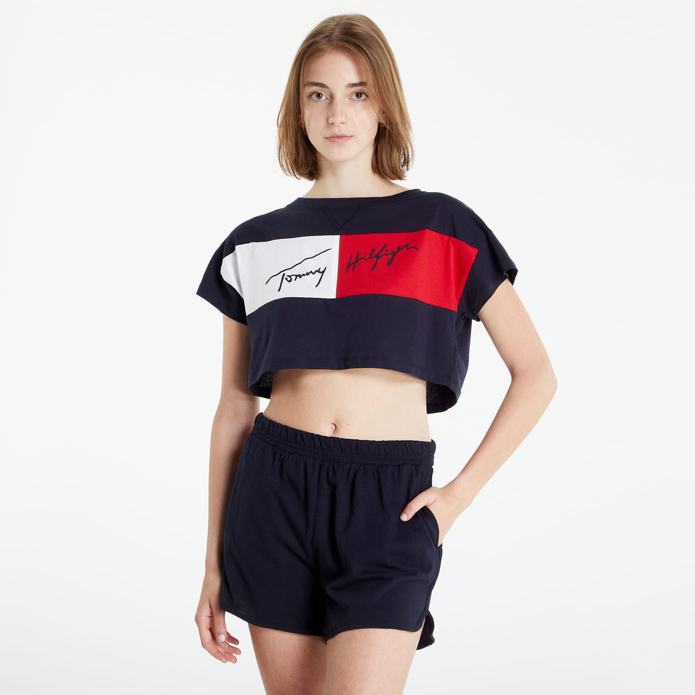 Tommy Hilfiger - cropped t-shirt navy