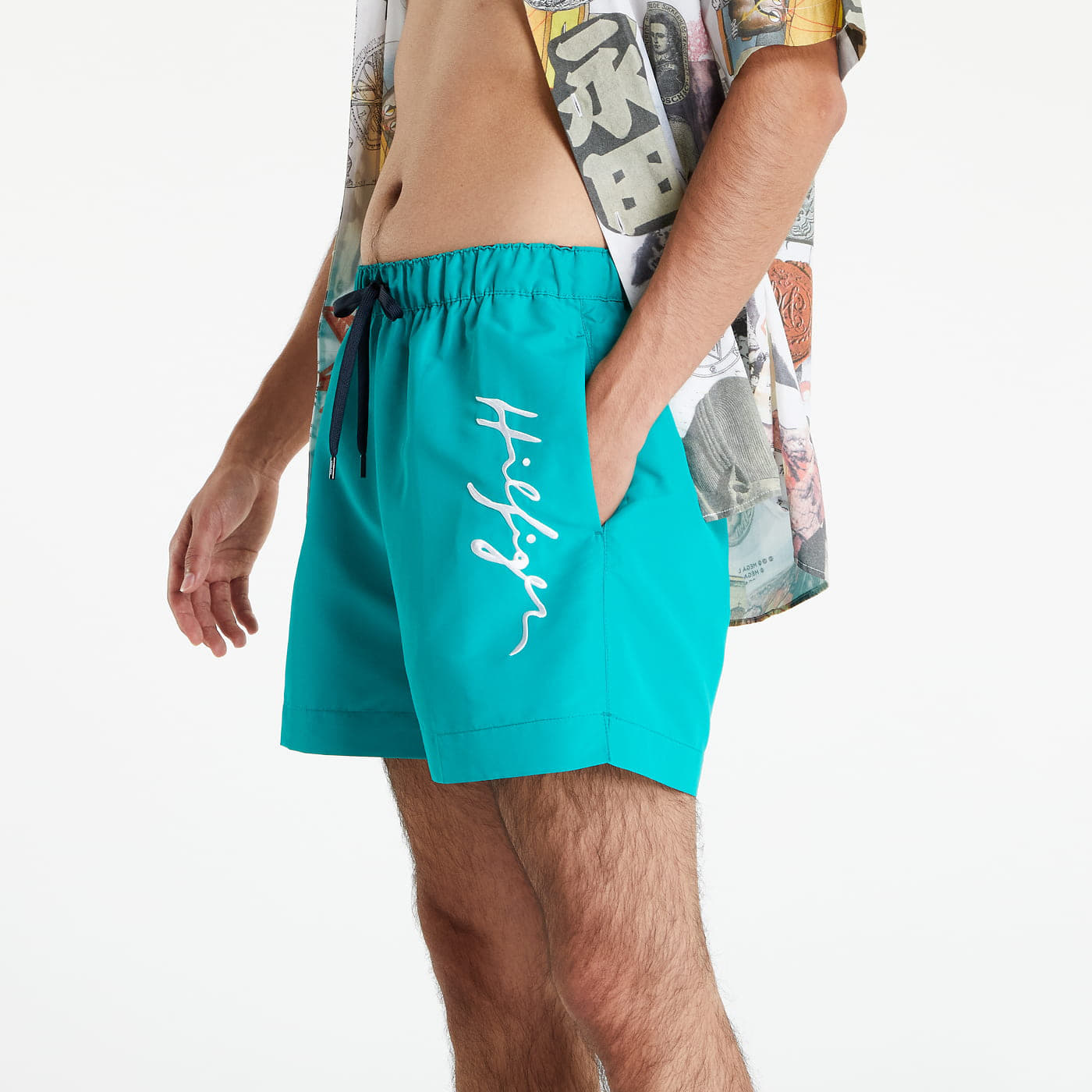 Hilfiger Logo Turquoise Shorts | Swimsuit Medium Drawstring Tommy Footshop Swim
