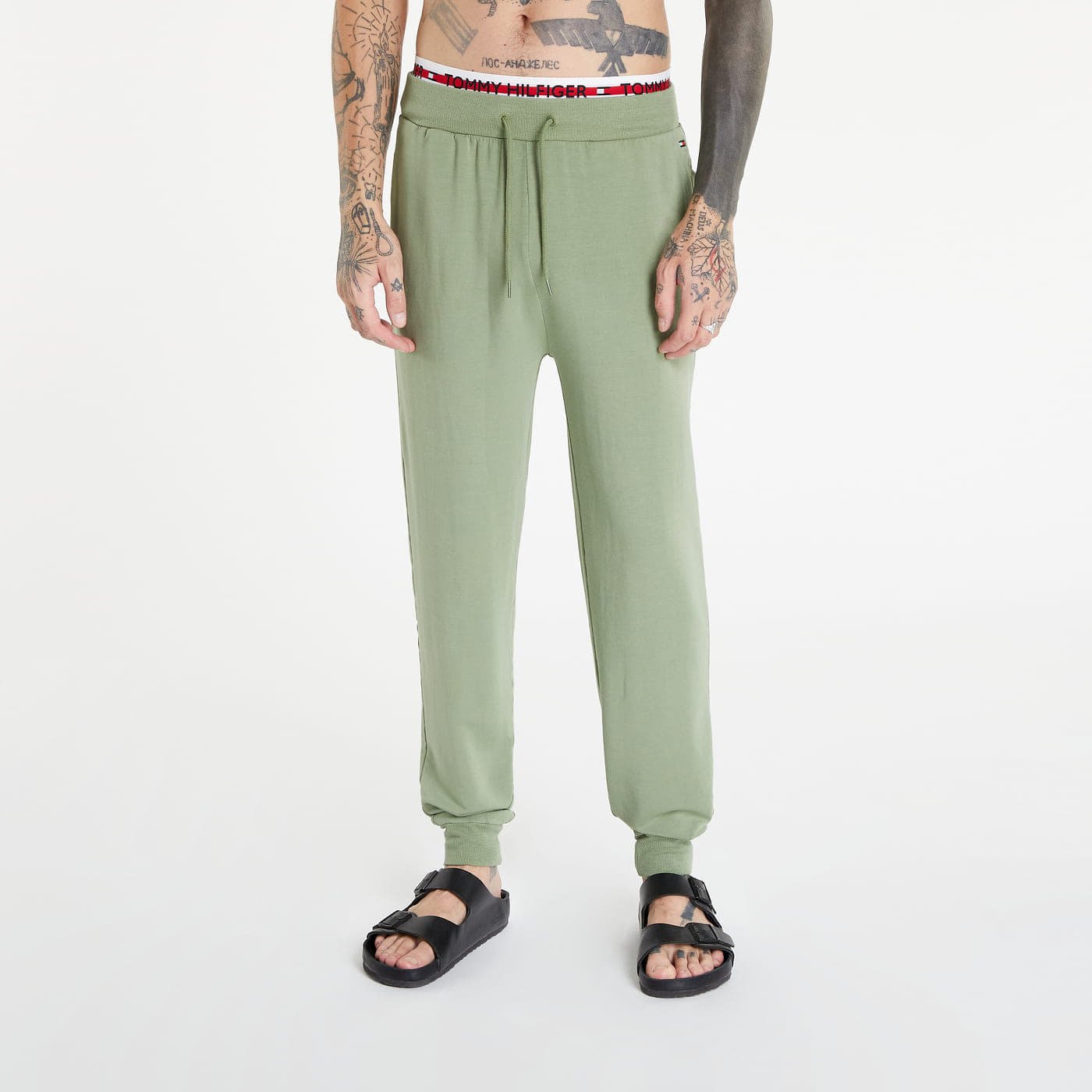 Tommy Hilfiger Logo Tape Track Joggers Green
