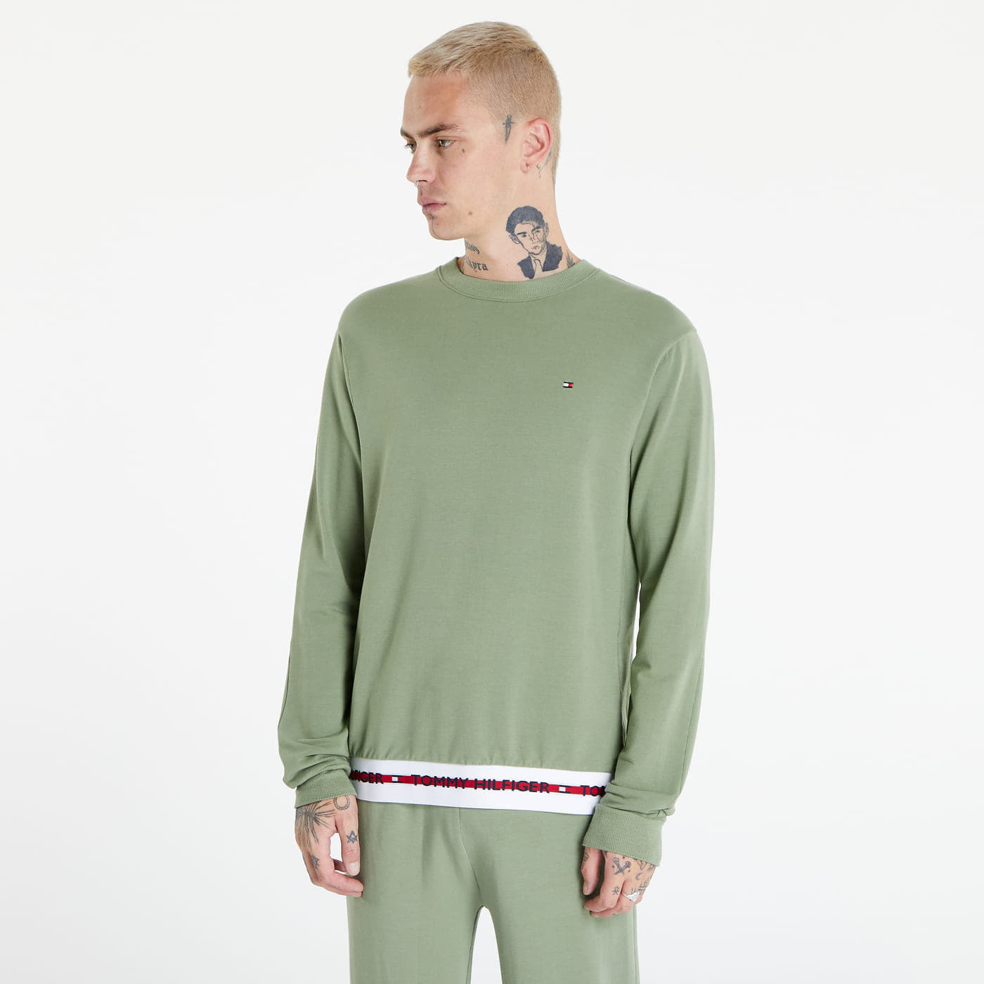 Tommy Hilfiger - logo tape track sweatshirt green