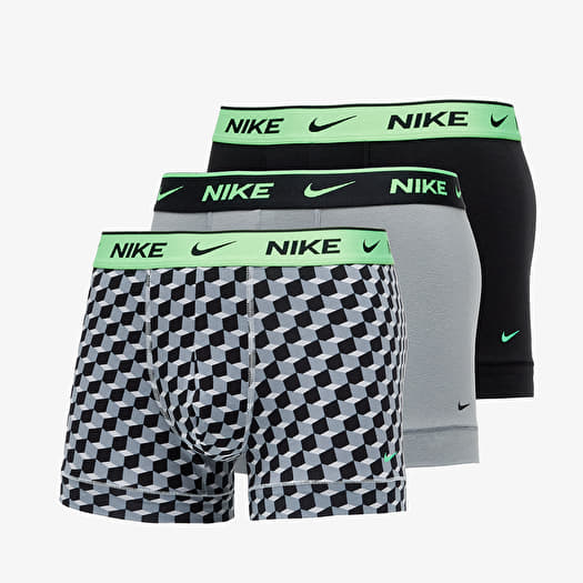 Boxer Nike Everyday Cotton Stretch Trunk 3 Pack Geo Block Print/ Cool Grey/  Black | Footshop