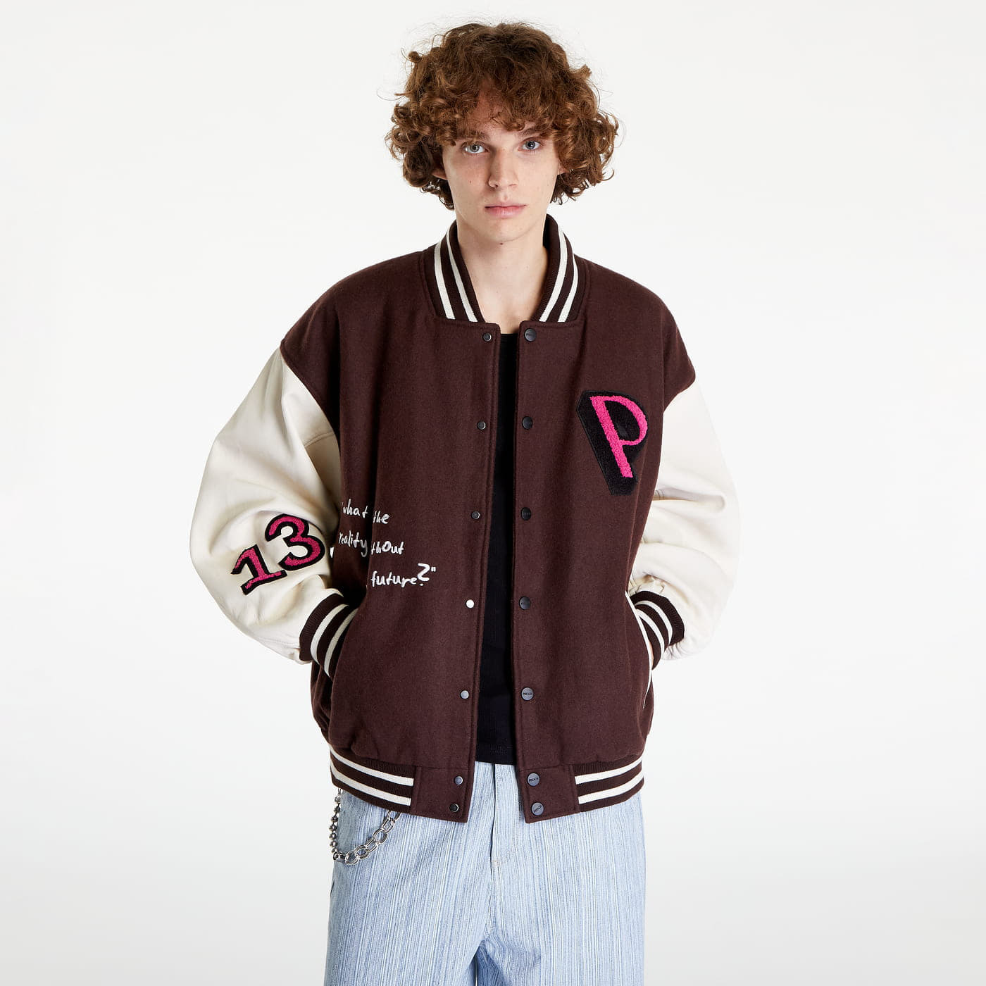 PREACH - patched varsity jacket brown/ creamy
