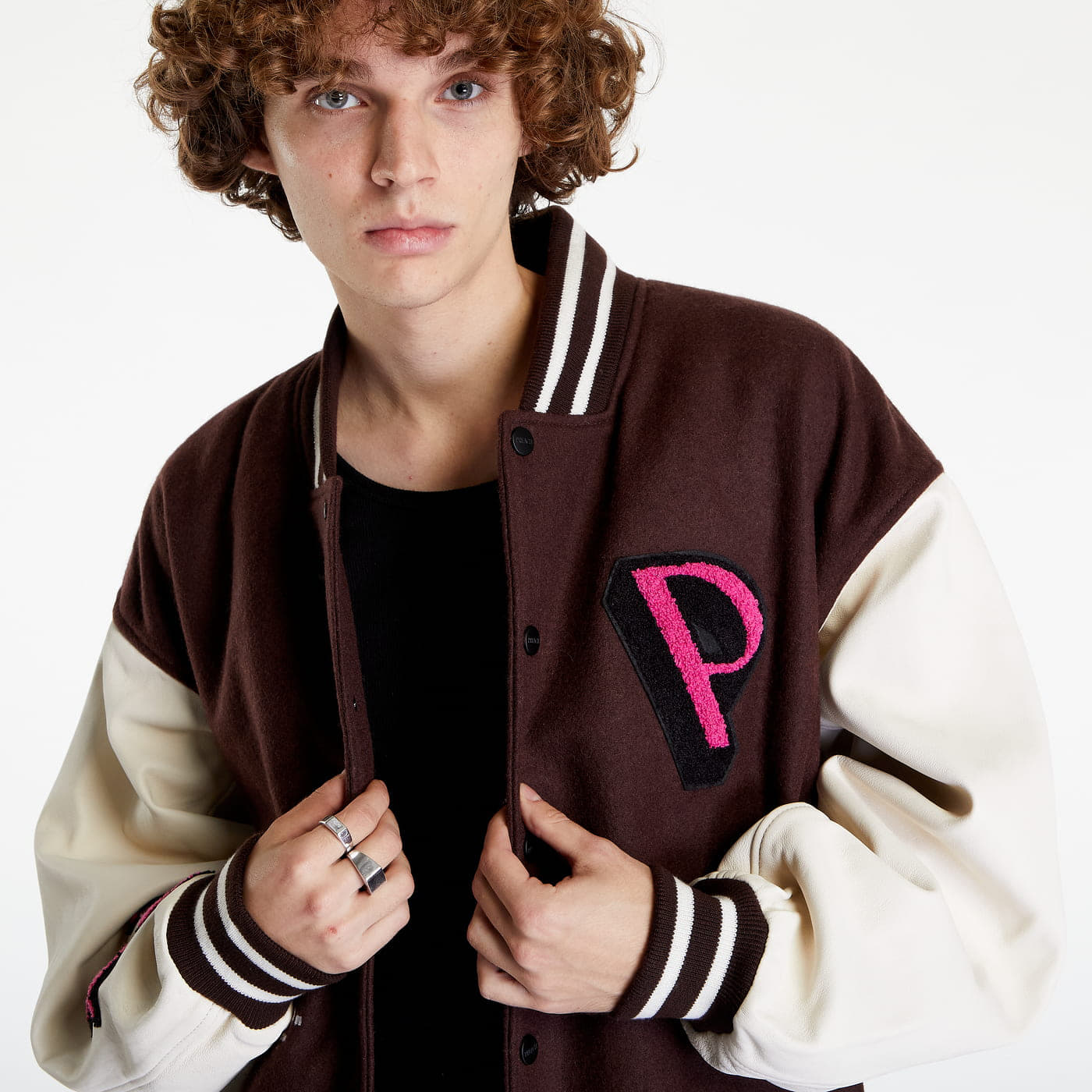 Bundy PREACH Patched Varsity Jacket Brown/ Creamy