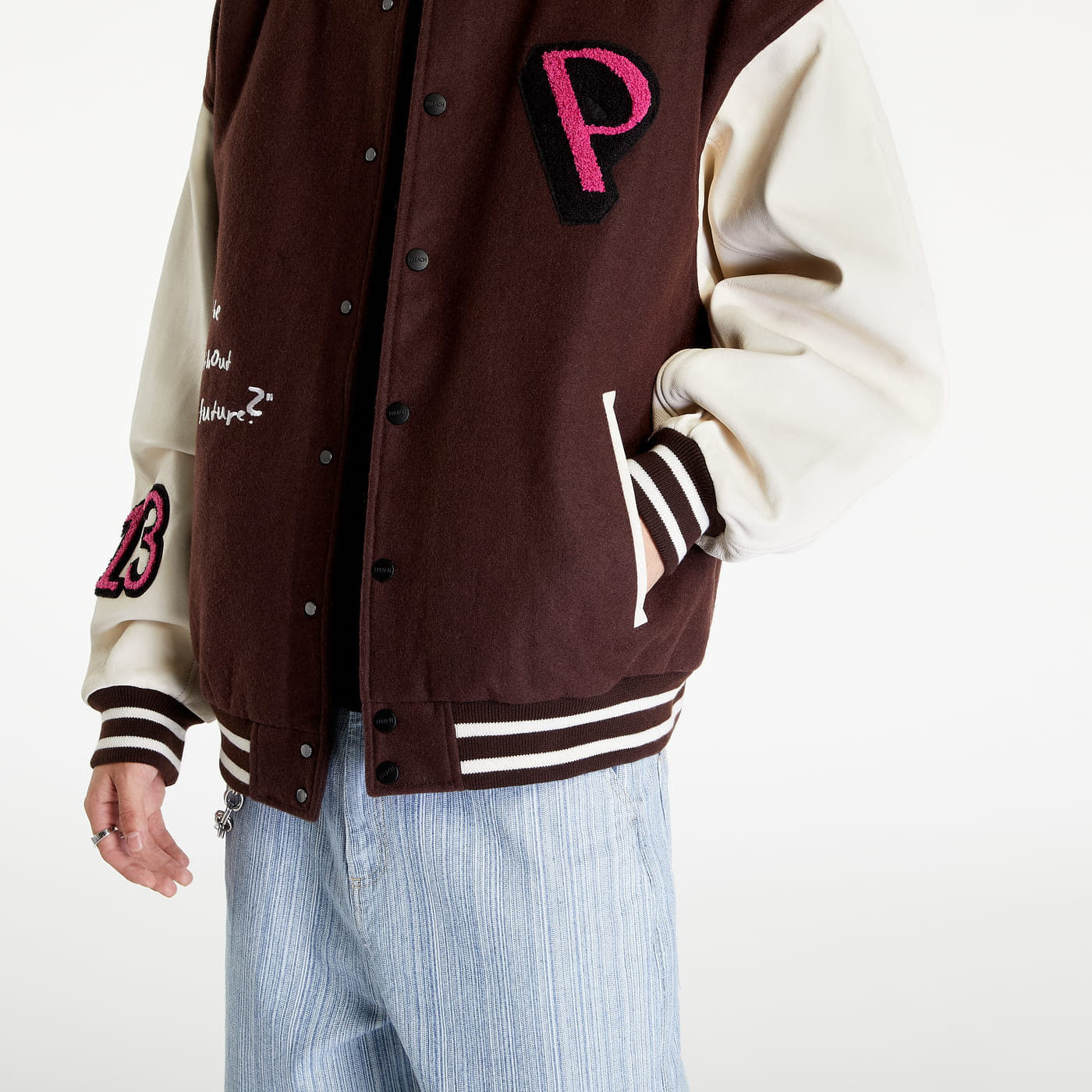 Bundy PREACH Patched Varsity Jacket Brown/ Creamy