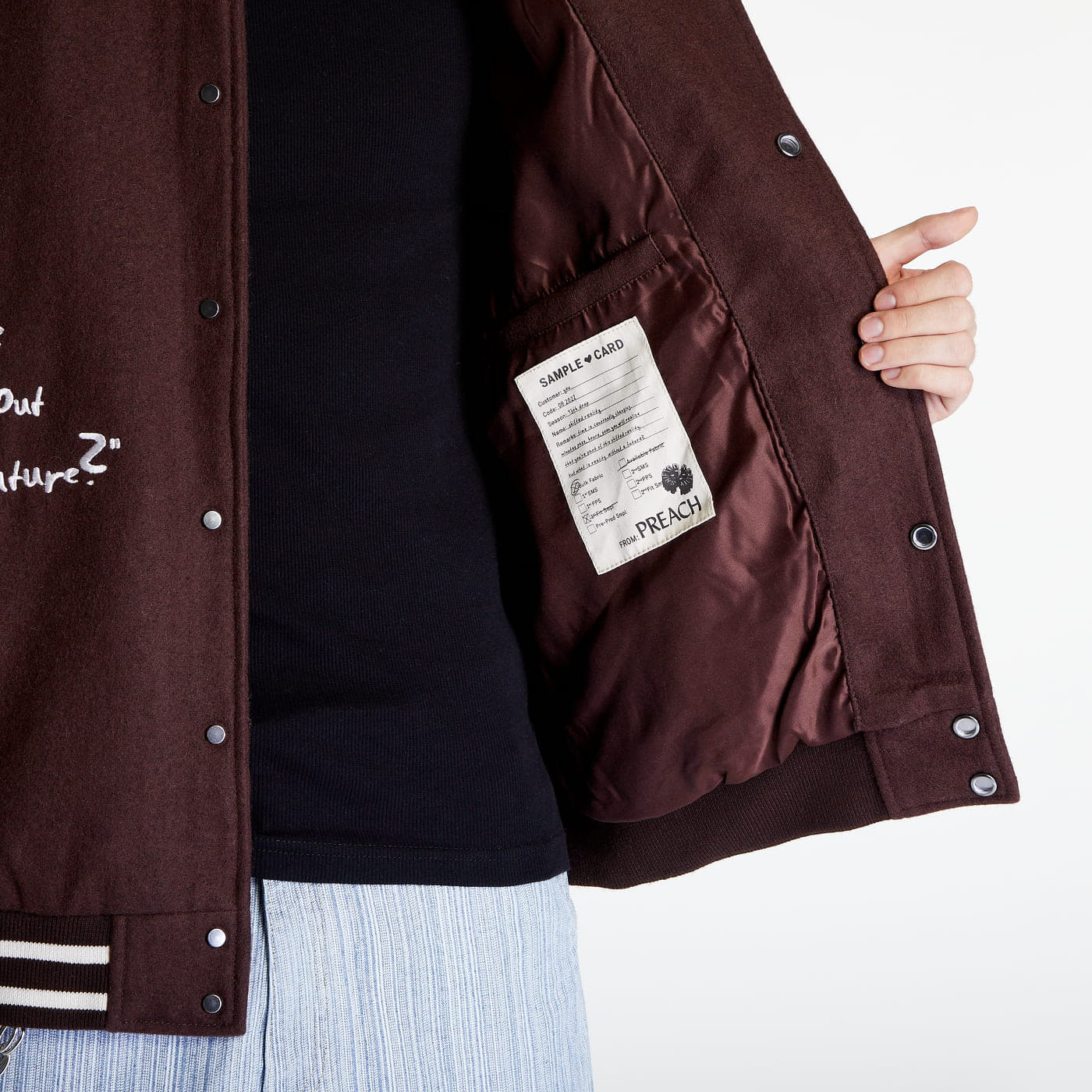 Bundy PREACH Patched Varsity Jacket Brown/ Creamy