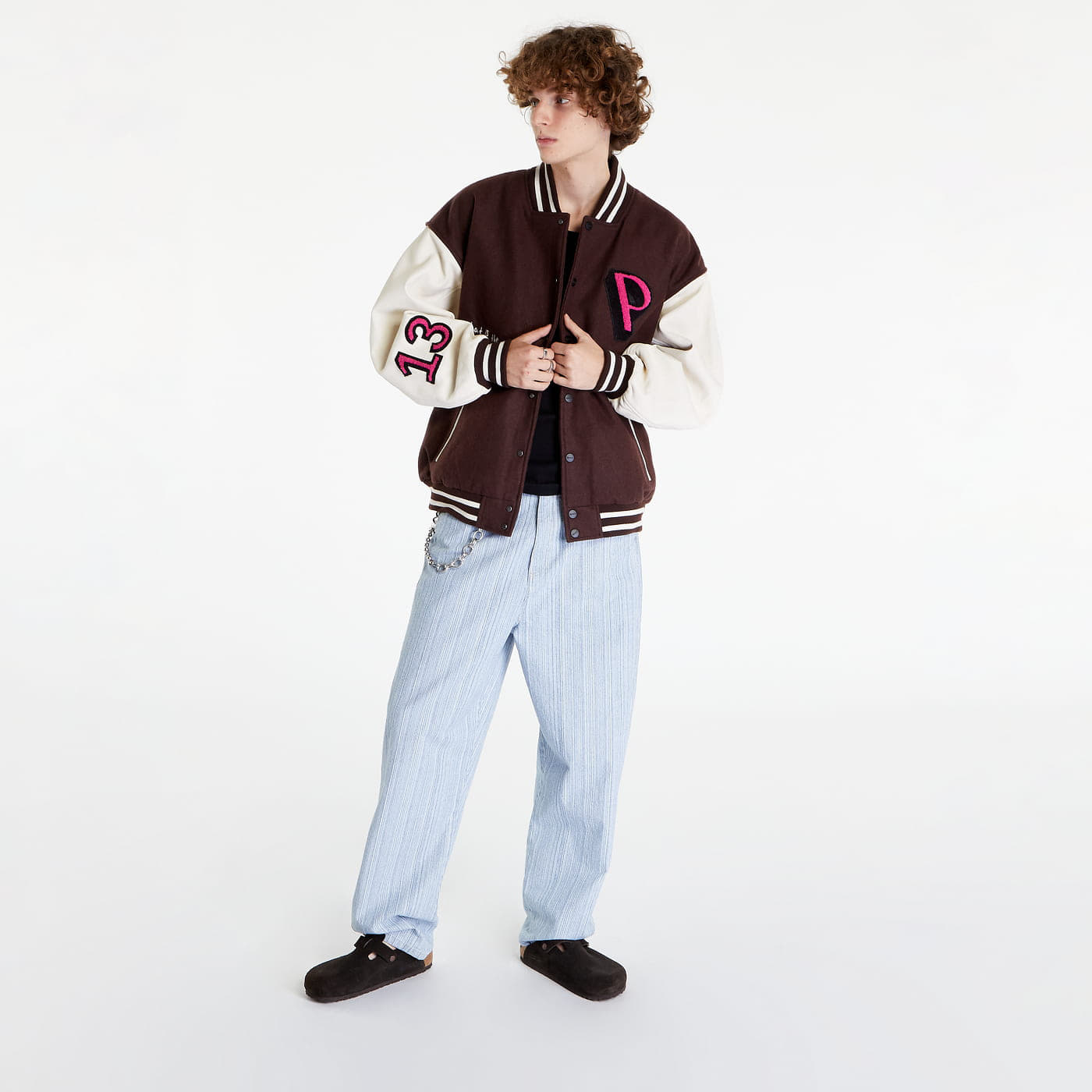 Bundy PREACH Patched Varsity Jacket Brown/ Creamy