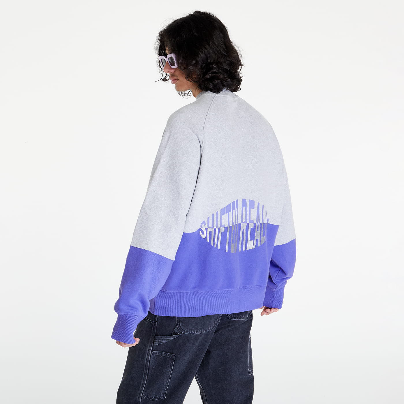 Hoodies and sweatshirts  PREACH Shifted Reality Split Crewneck GOTS Purple/ Grey Melange