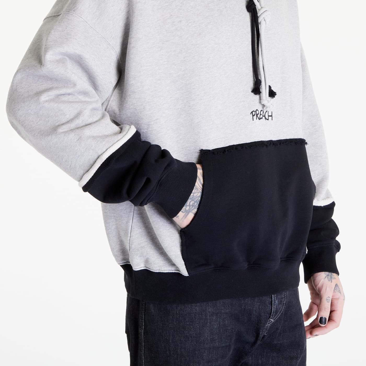 Hoodies and sweatshirts PREACH Oversized Raw Edges Hoodie GOTS Grey  Melange/ Black | Footshop