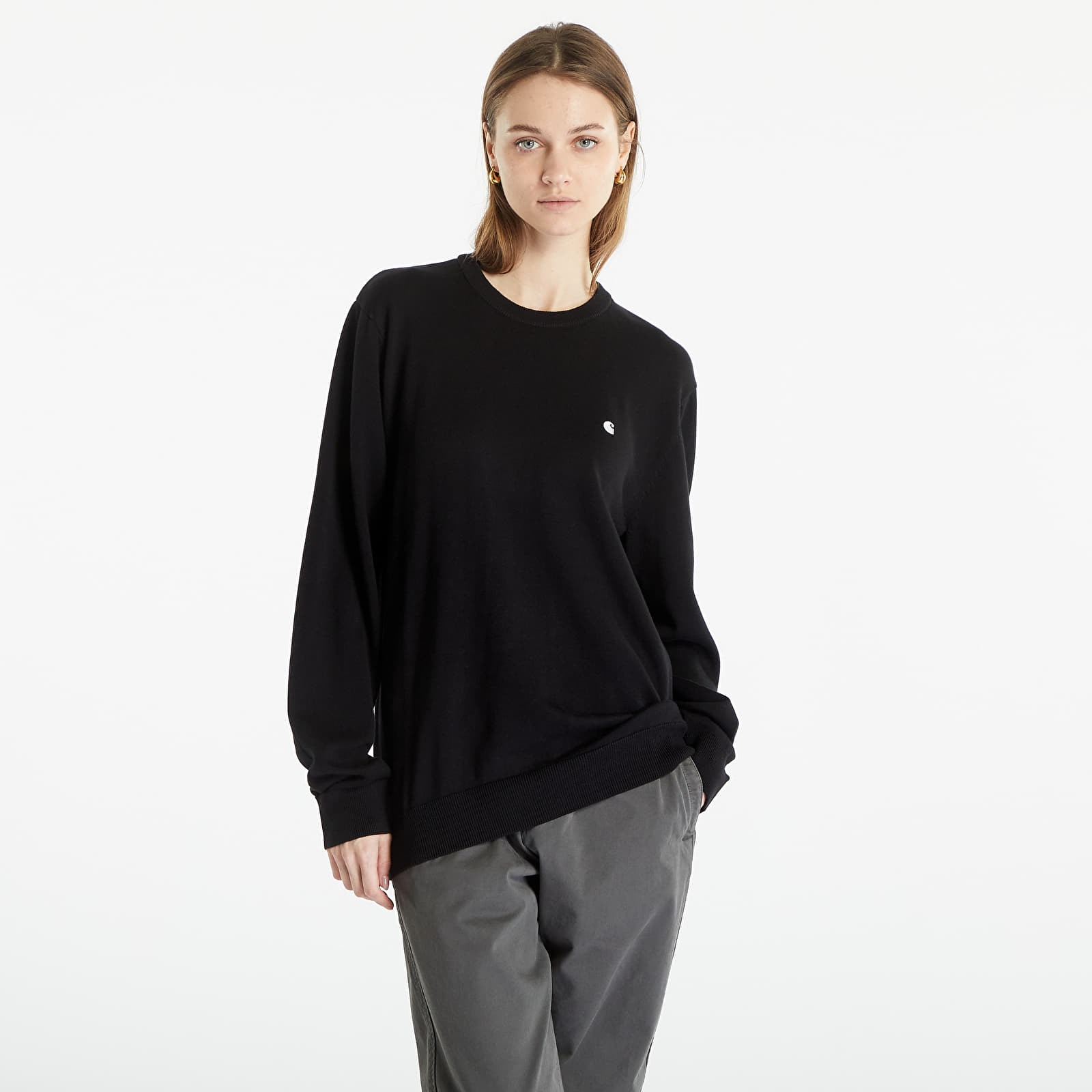 Sudaderas Carhartt WIP Women Casey Sweatshirt Black/ Silver