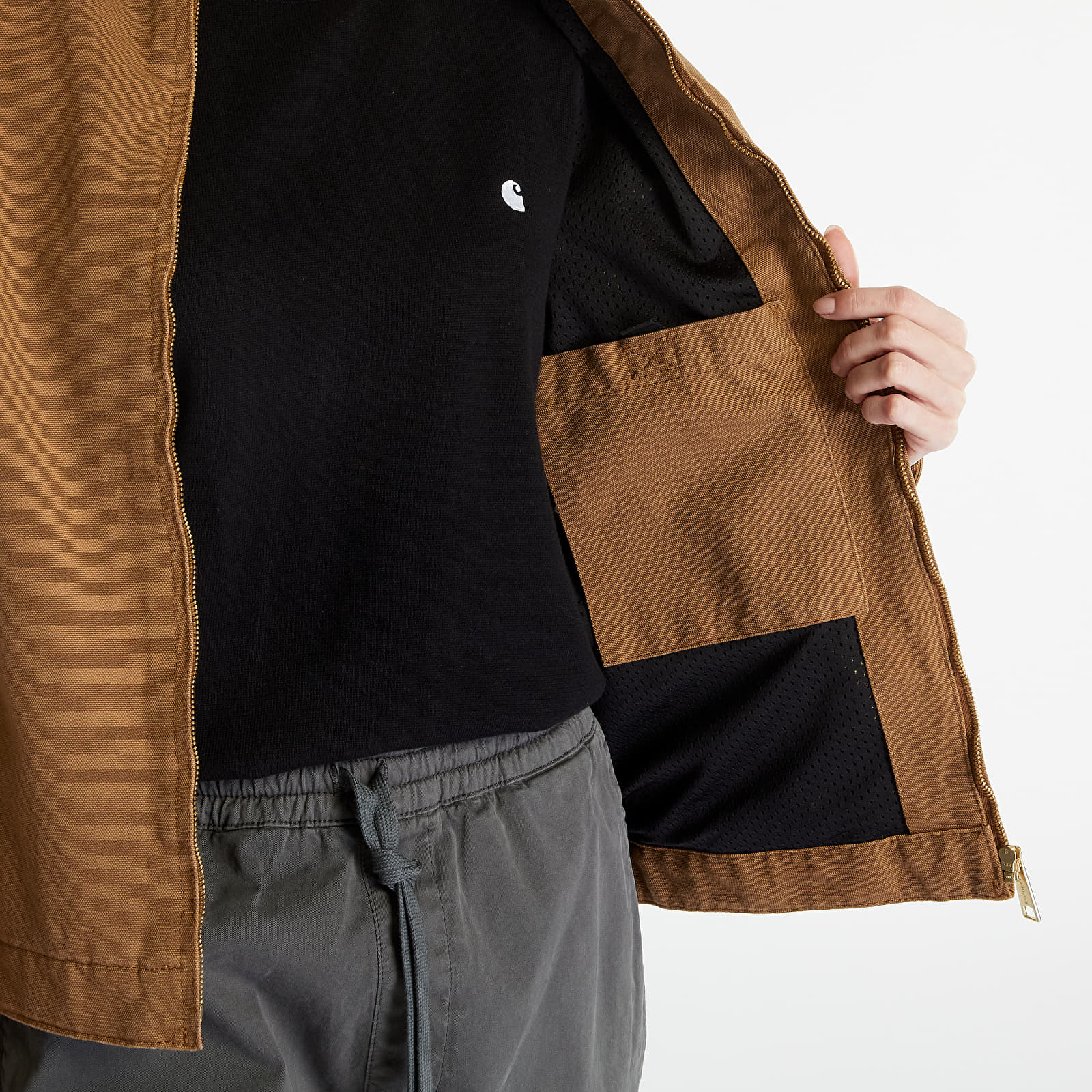 Kabátok Carhartt WIP Detroit Jacket UNISEX Hamilton Brown/ Black Rinsed