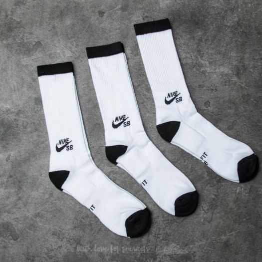 Chaussettes Nike SB 3 Pack Crew Socks White/ Black | Footshop