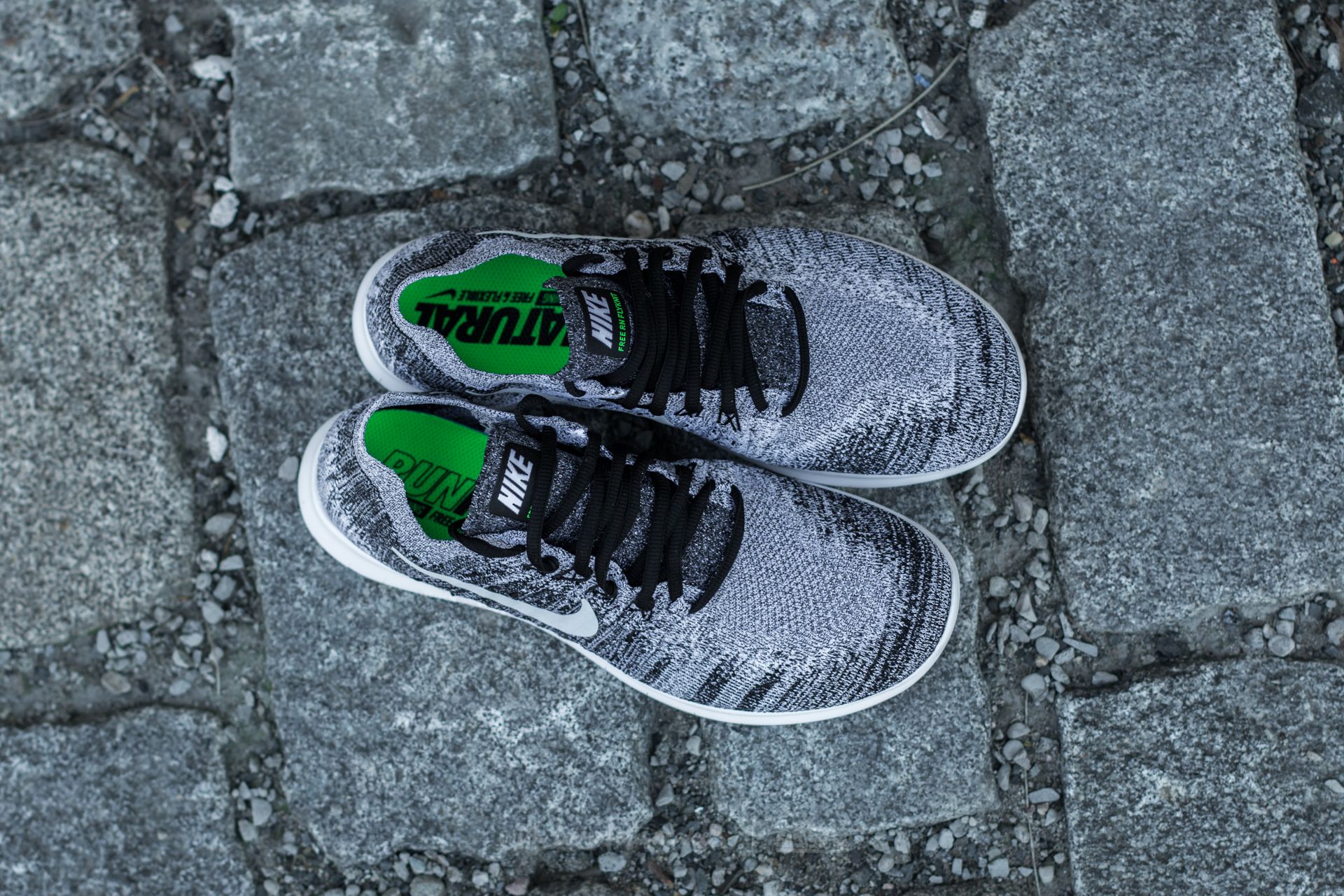 Men s shoes Nike Free Run Flyknit 2017 Black White Volt Footshop