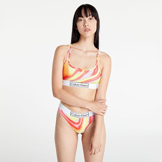 Calvin Klein bralette & bikini knicker set in rainbow stripe
