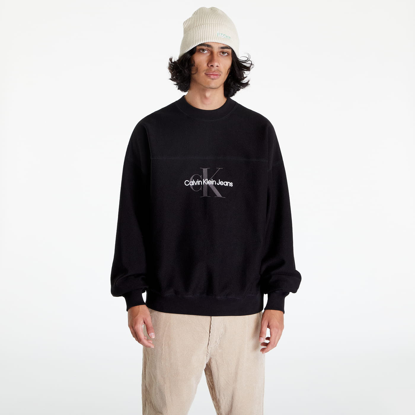 Hanorace Calvin Klein Monologo Textured Crewneck Black