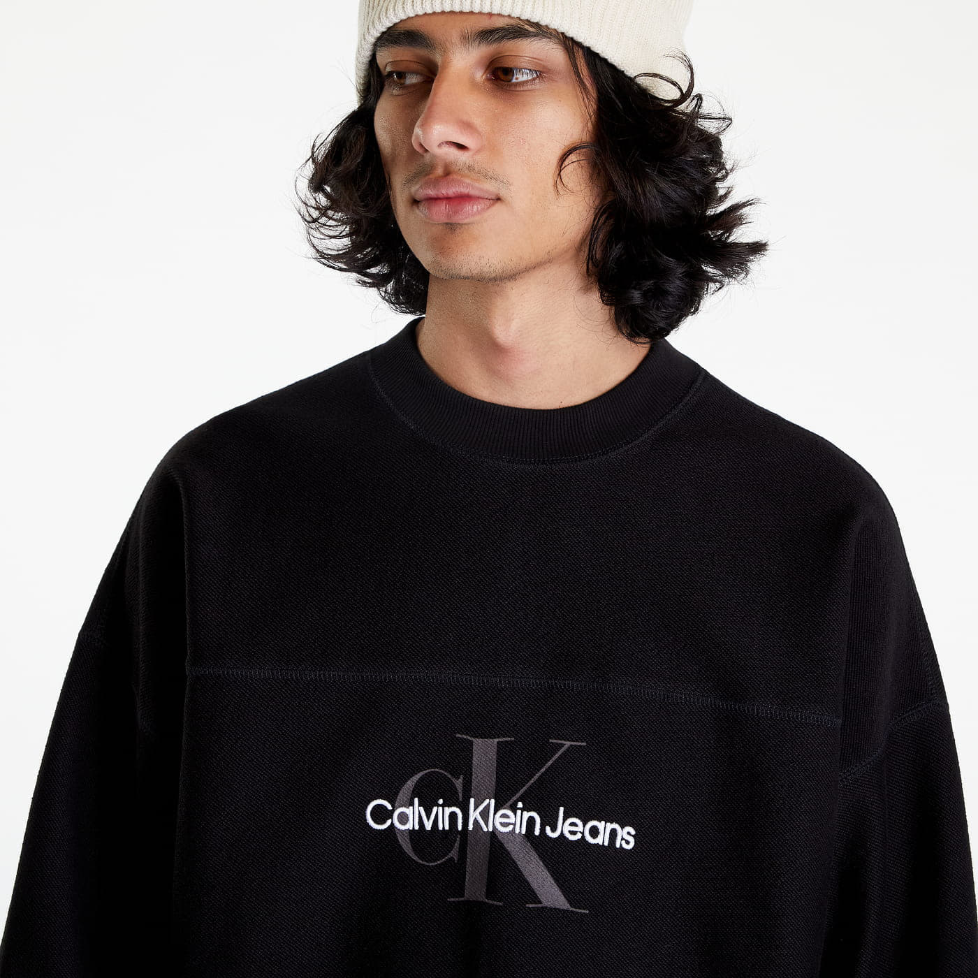 Hanorace Calvin Klein Monologo Textured Crewneck Black