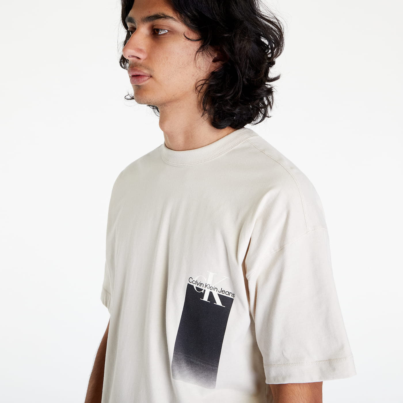 T-shirts Calvin Klein Monologo Gradient Mul T-shirt Cream