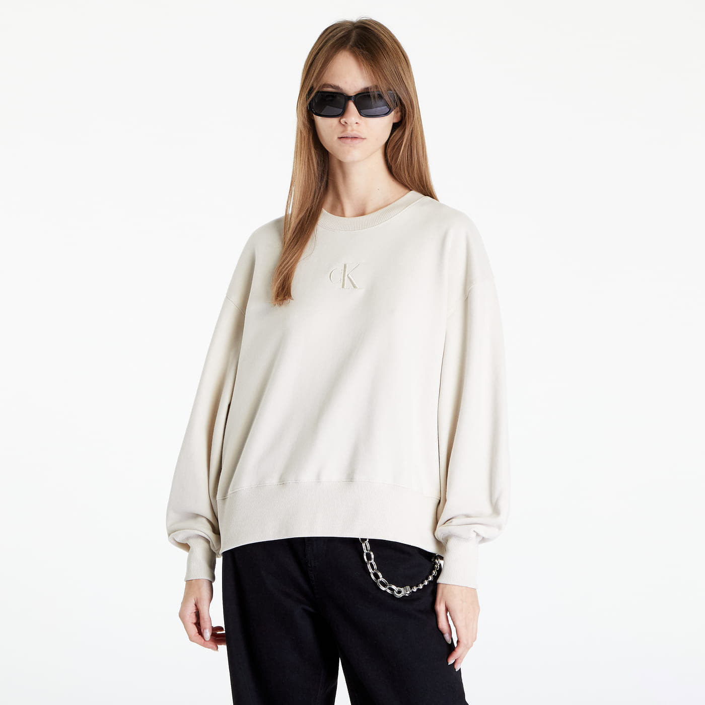 Calvin Klein - back polaroid label sweatshirt cream