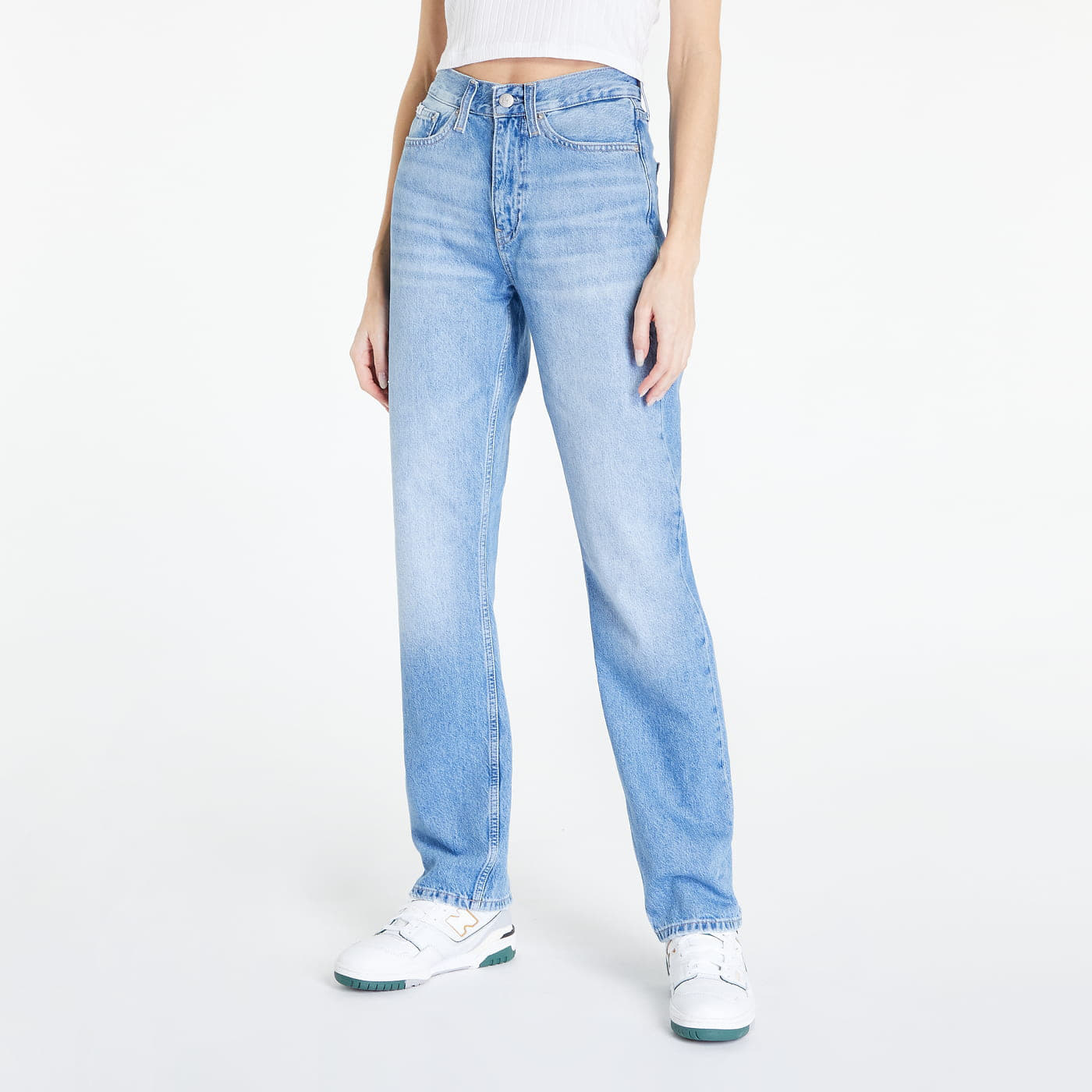 Kavbojke Calvin Klein High Rise Straight Jeans Denim Light