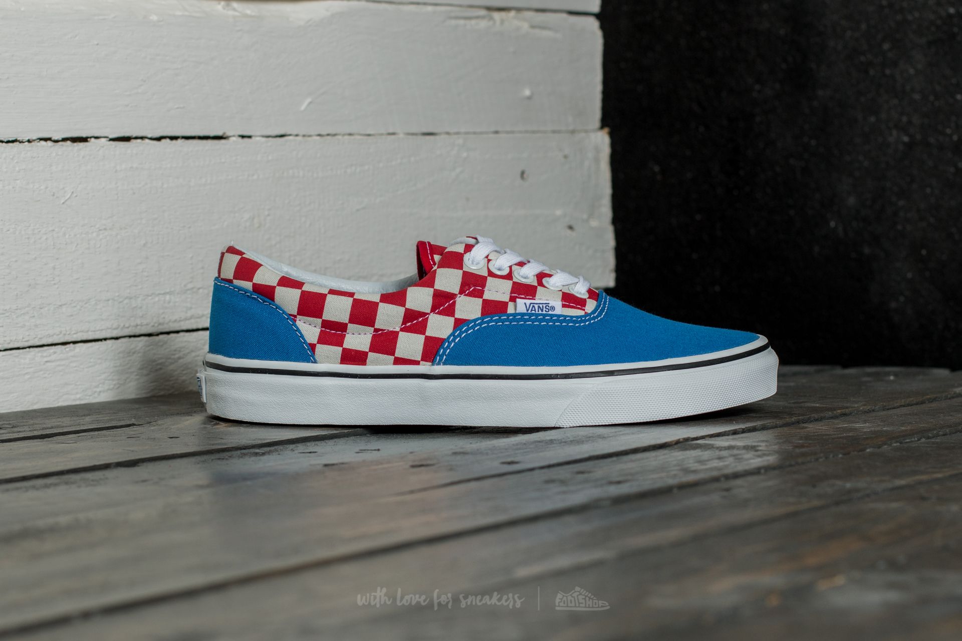 Vans era 2-tone checkered blue e white skate hot sale shoes