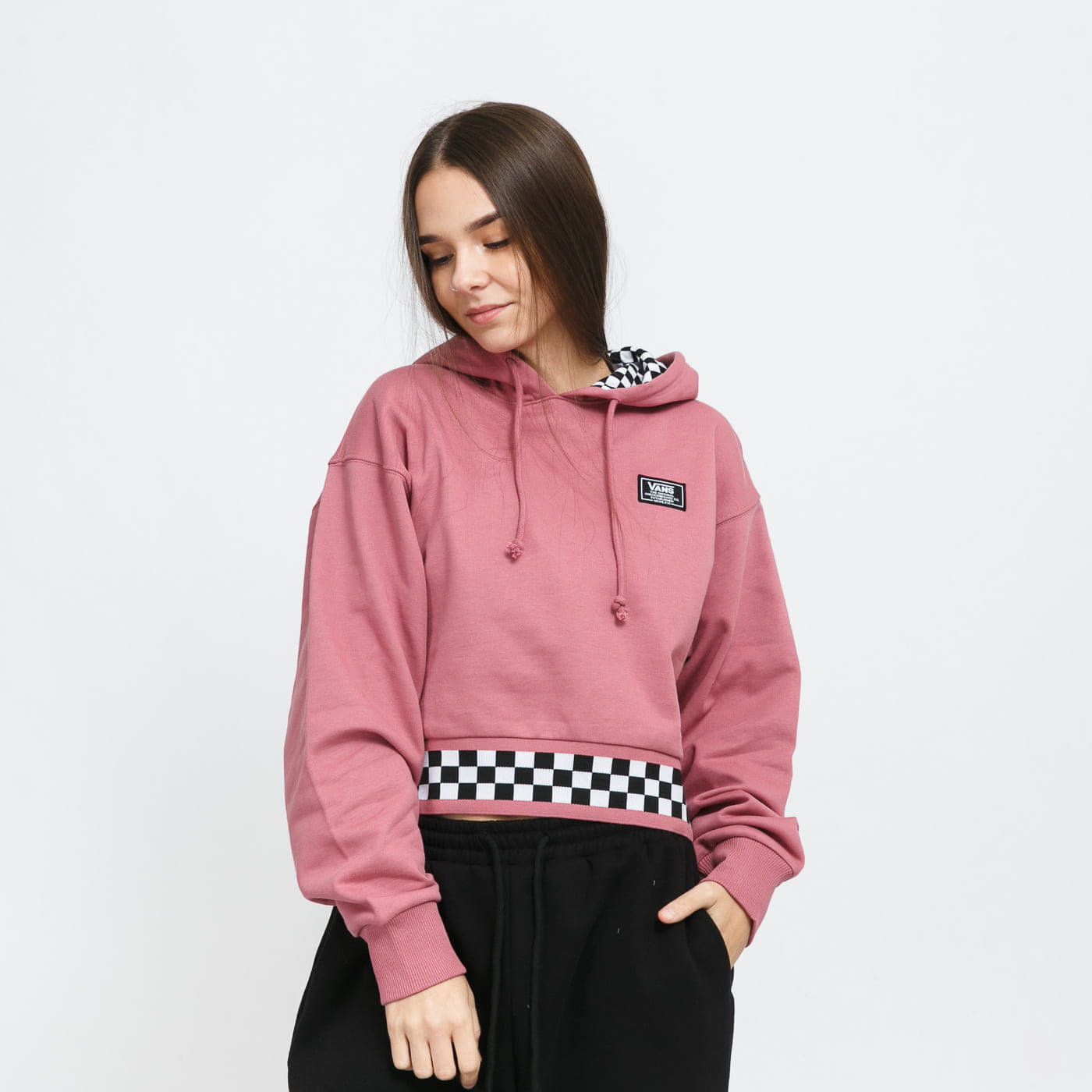 Vocal cropped hoodie top pink