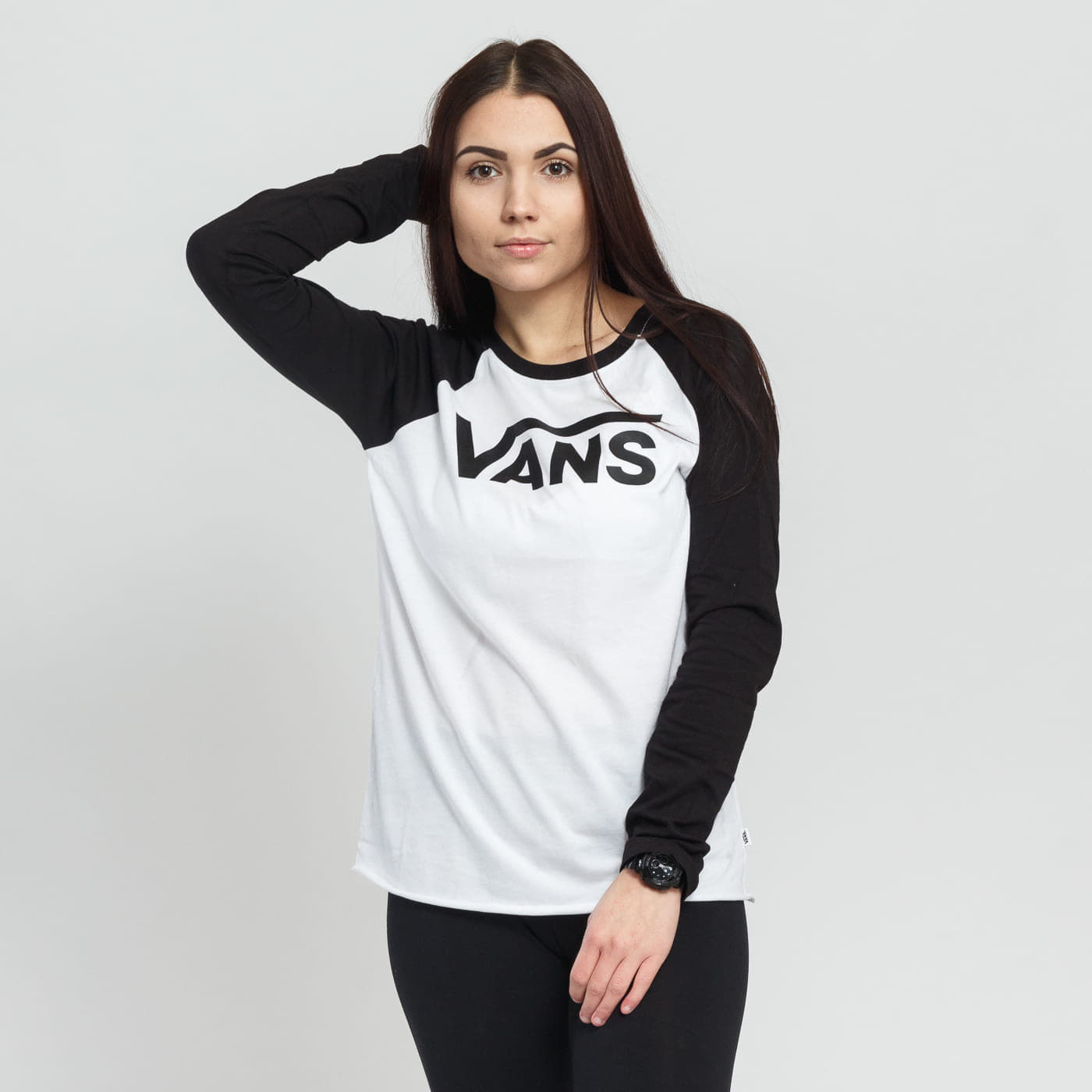 T-Shirts Vans WM Flying V LS Raglan White/ Black