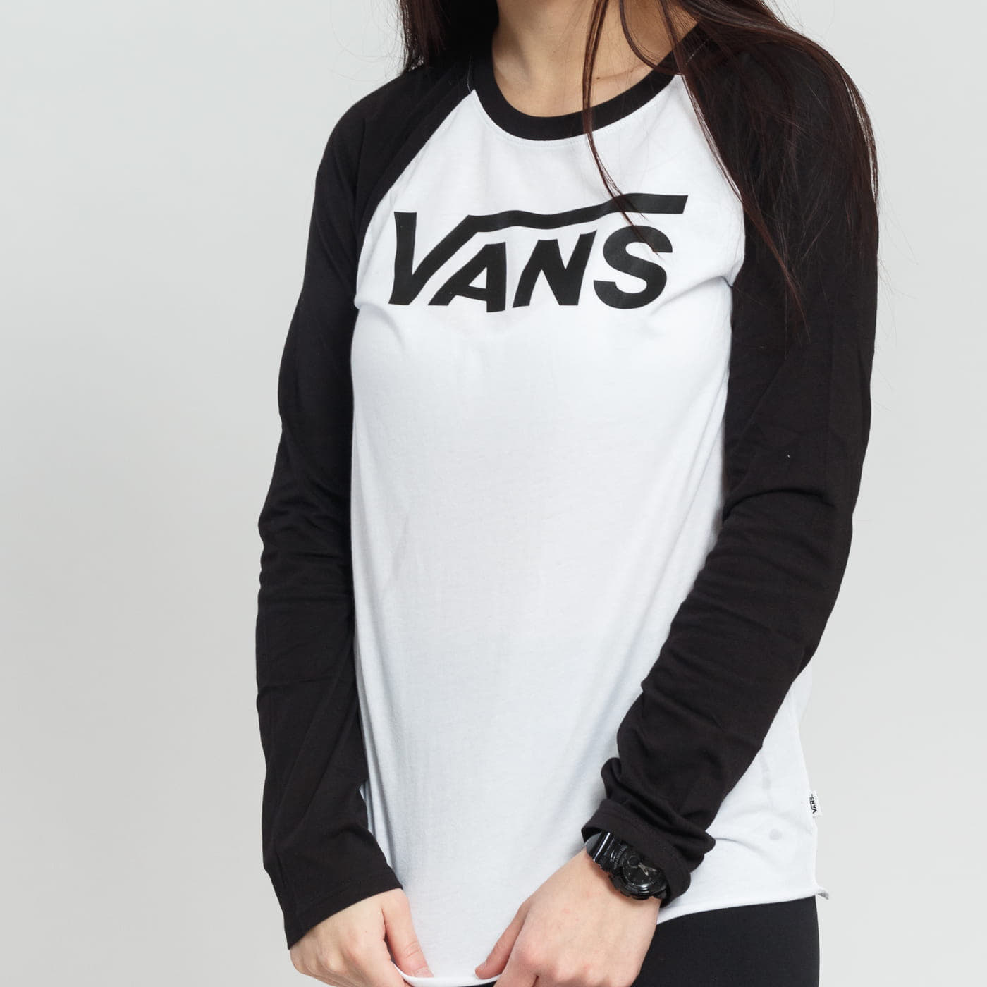 T-Shirts Vans WM Flying V LS Raglan White/ Black