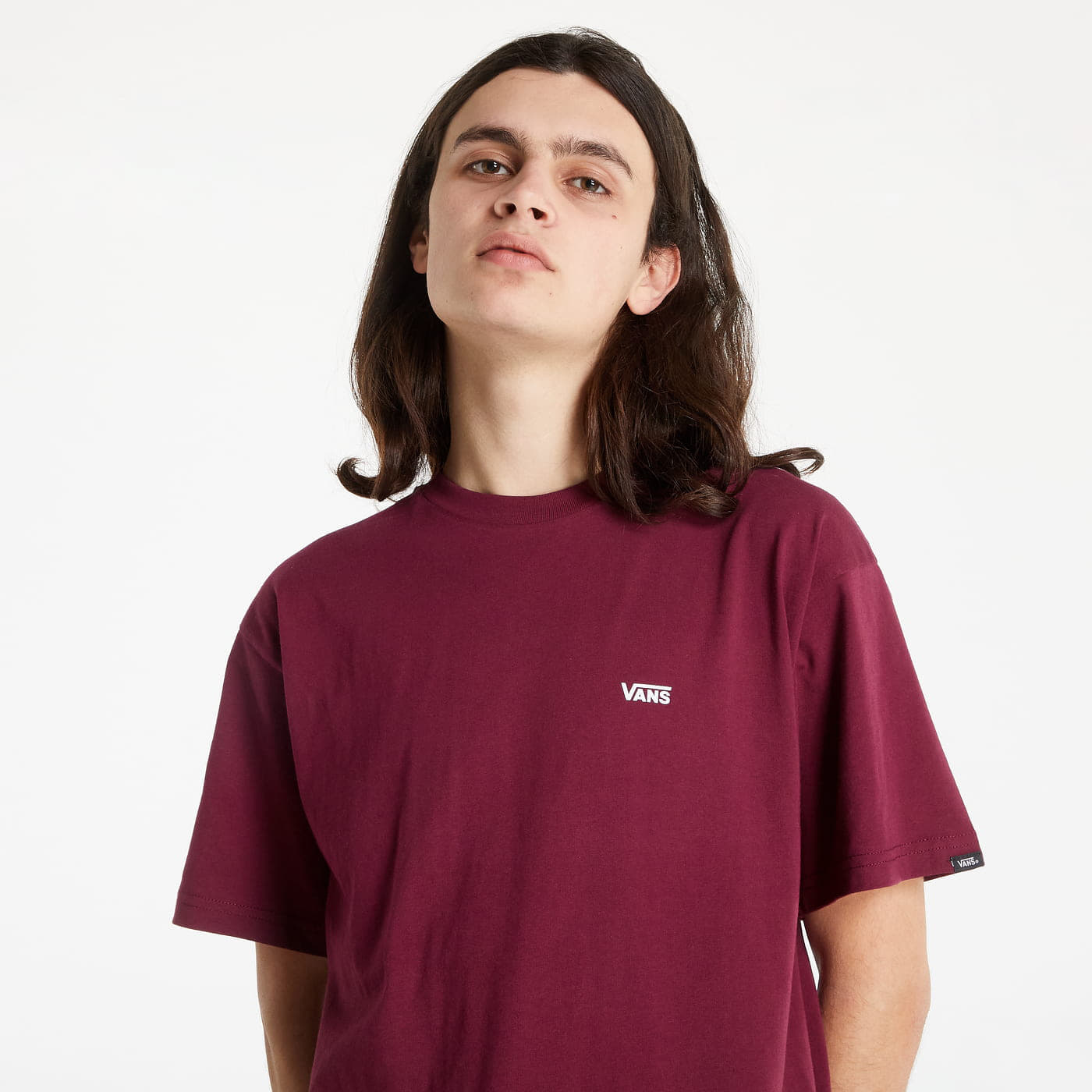 T-Shirts Vans Left Chest Logo Tee Burgundy