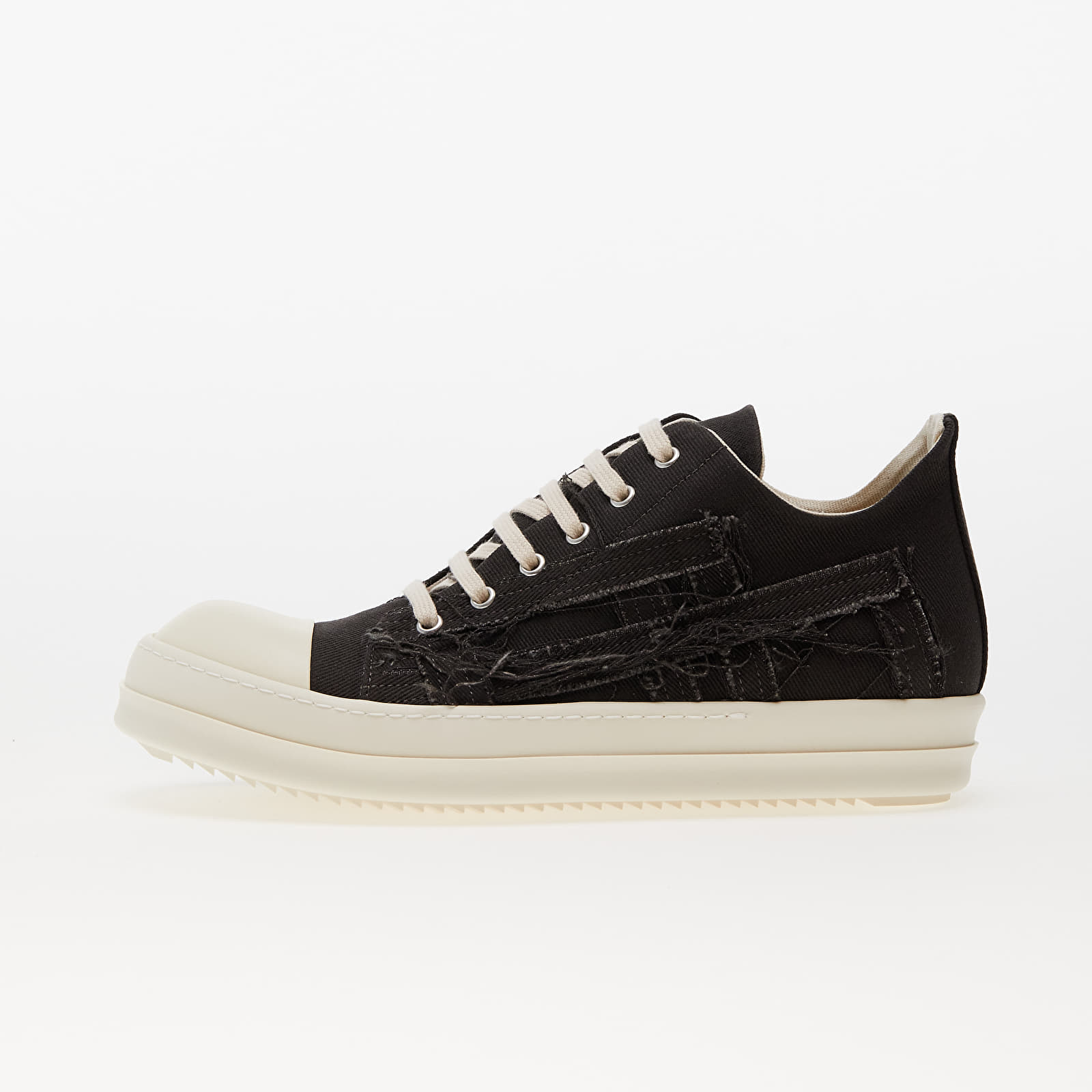 Férfi cipők Rick Owens Denim Shoes - Slashed Low Sneaks Dark Dust/ Milk/ Milk