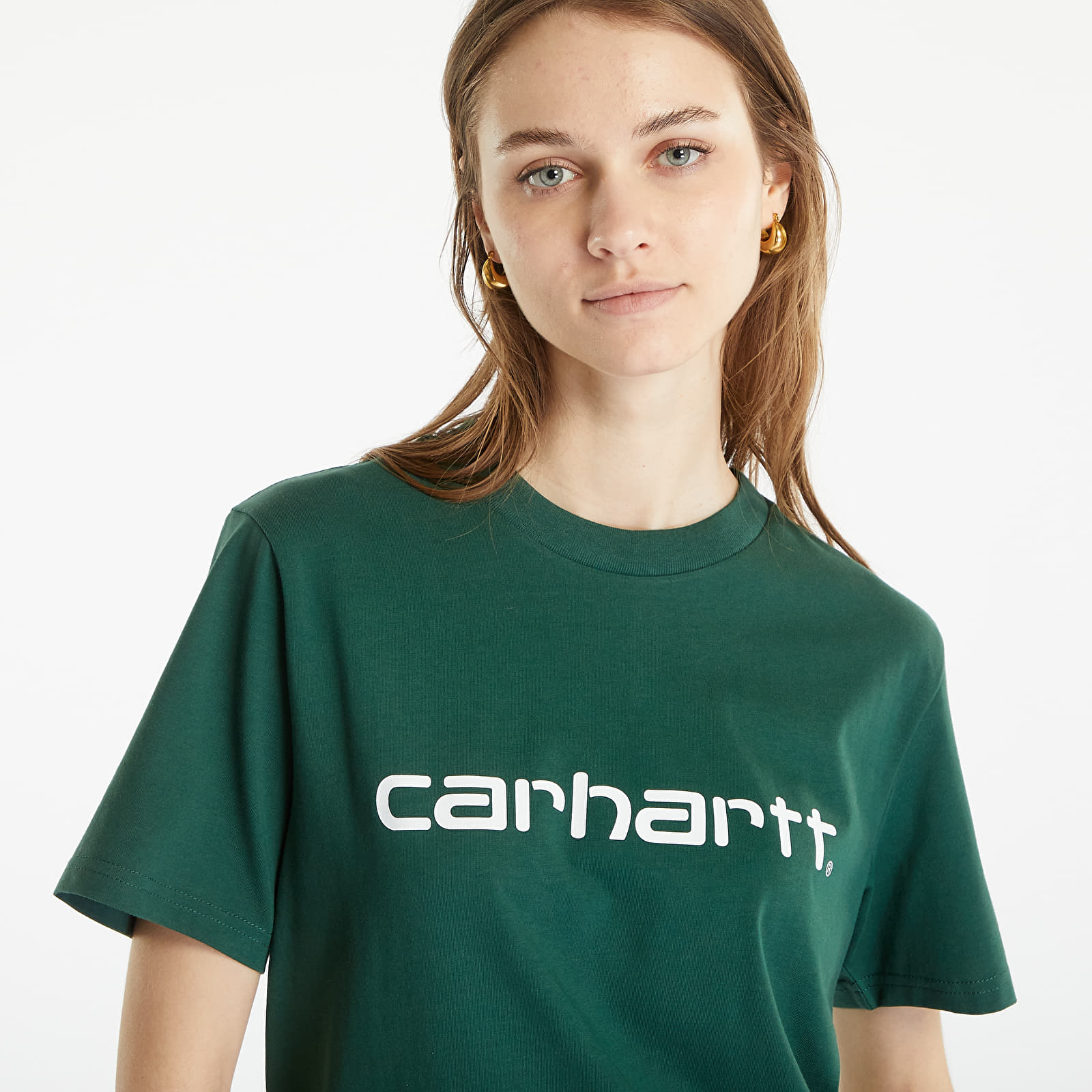 T-shirts Carhartt WIP Script Short Sleeve T-Shirt UNISEX Treehouse/ White