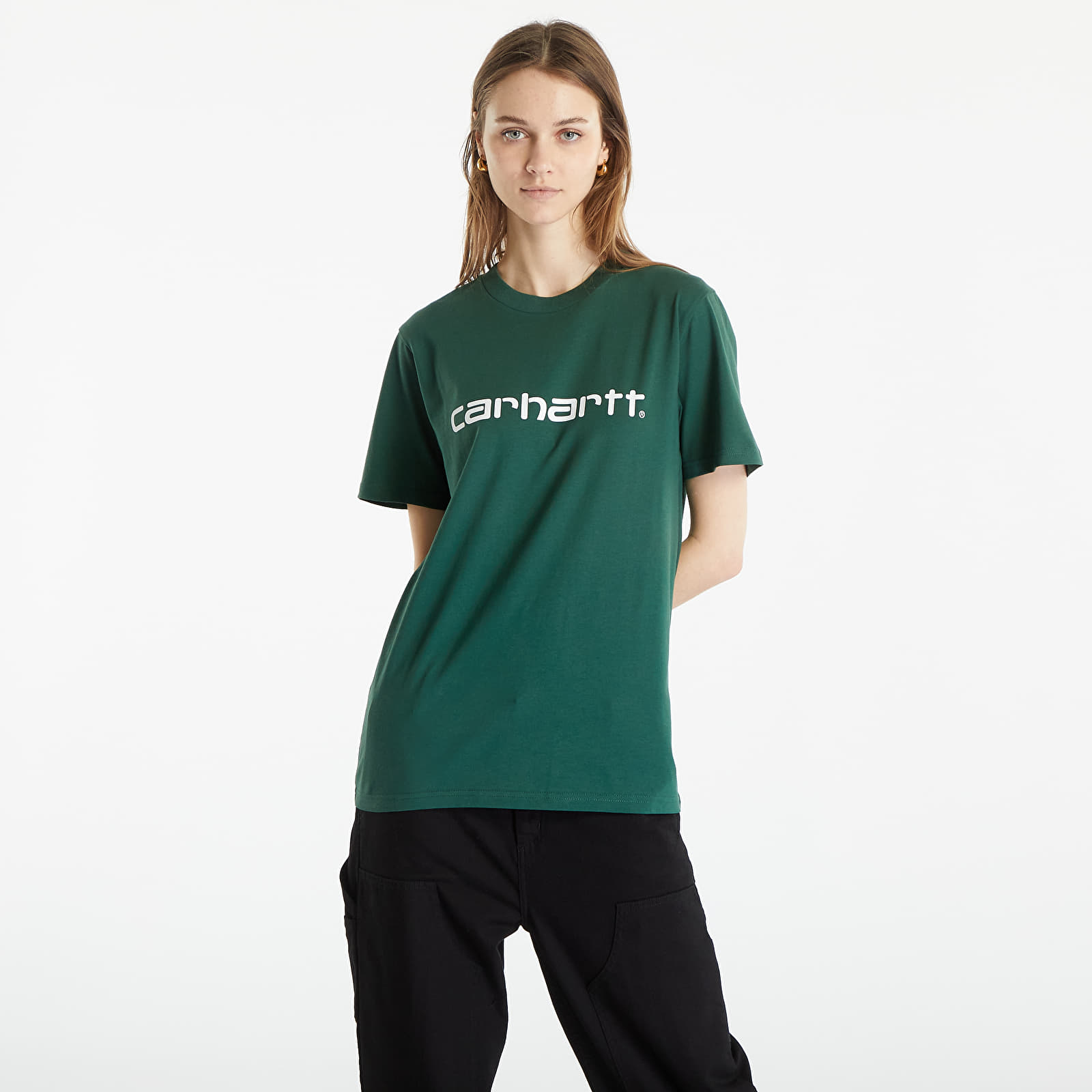 T-shirts Carhartt WIP Script Short Sleeve T-Shirt UNISEX Treehouse/ White