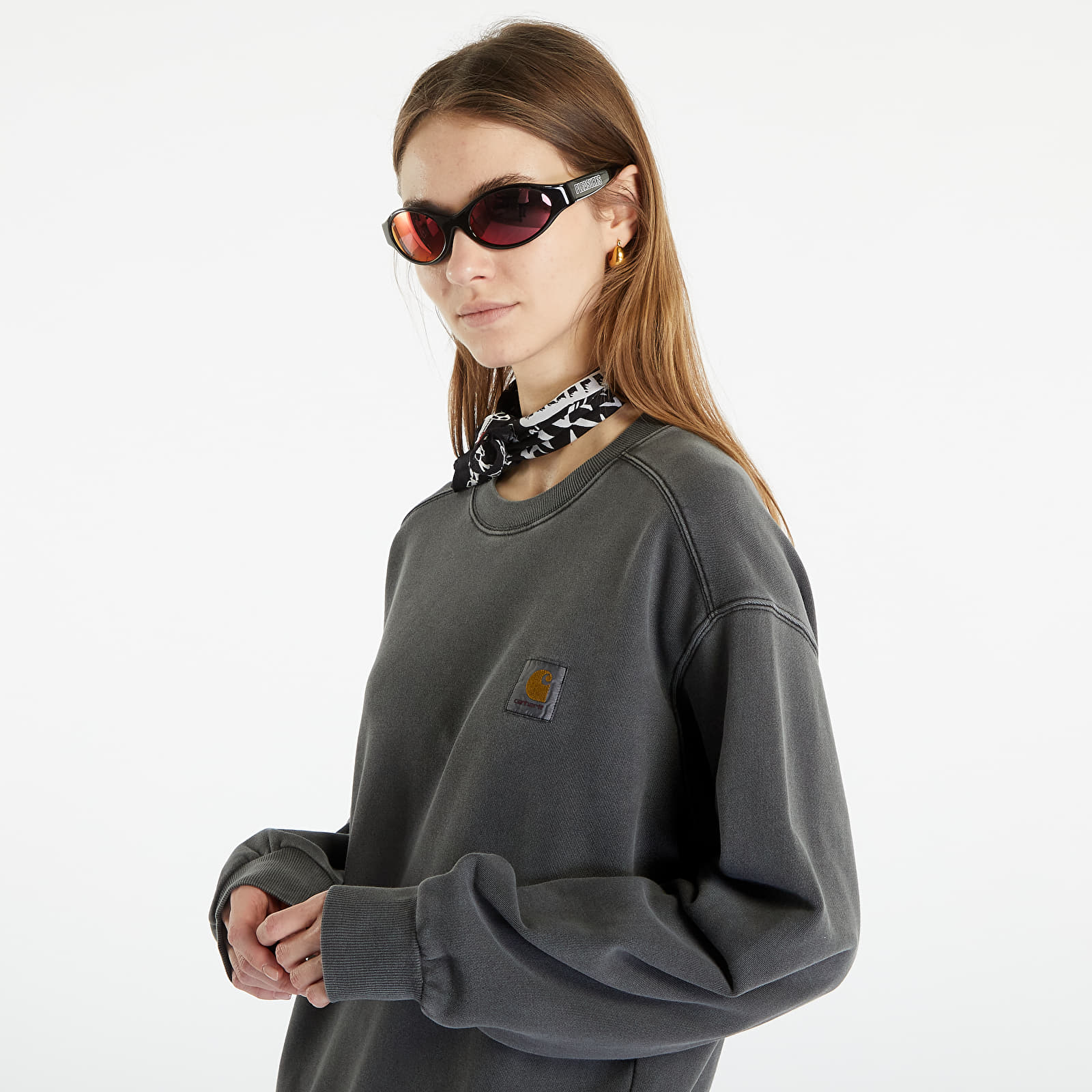 Hanorac Carhartt WIP Nelson Crewneck Black Garment Dyed