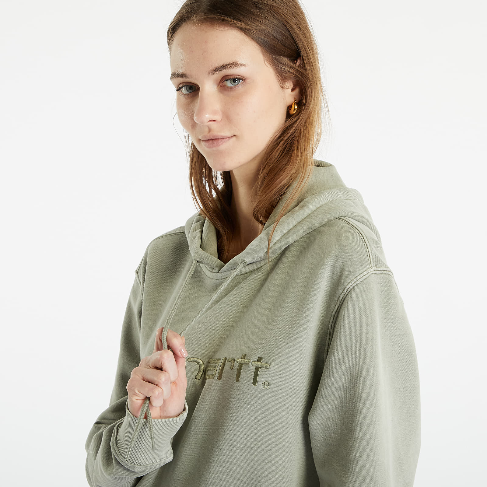 Mikiny Carhartt WIP Hooded Duster Sweat UNISEX Yucca Garment Dyed