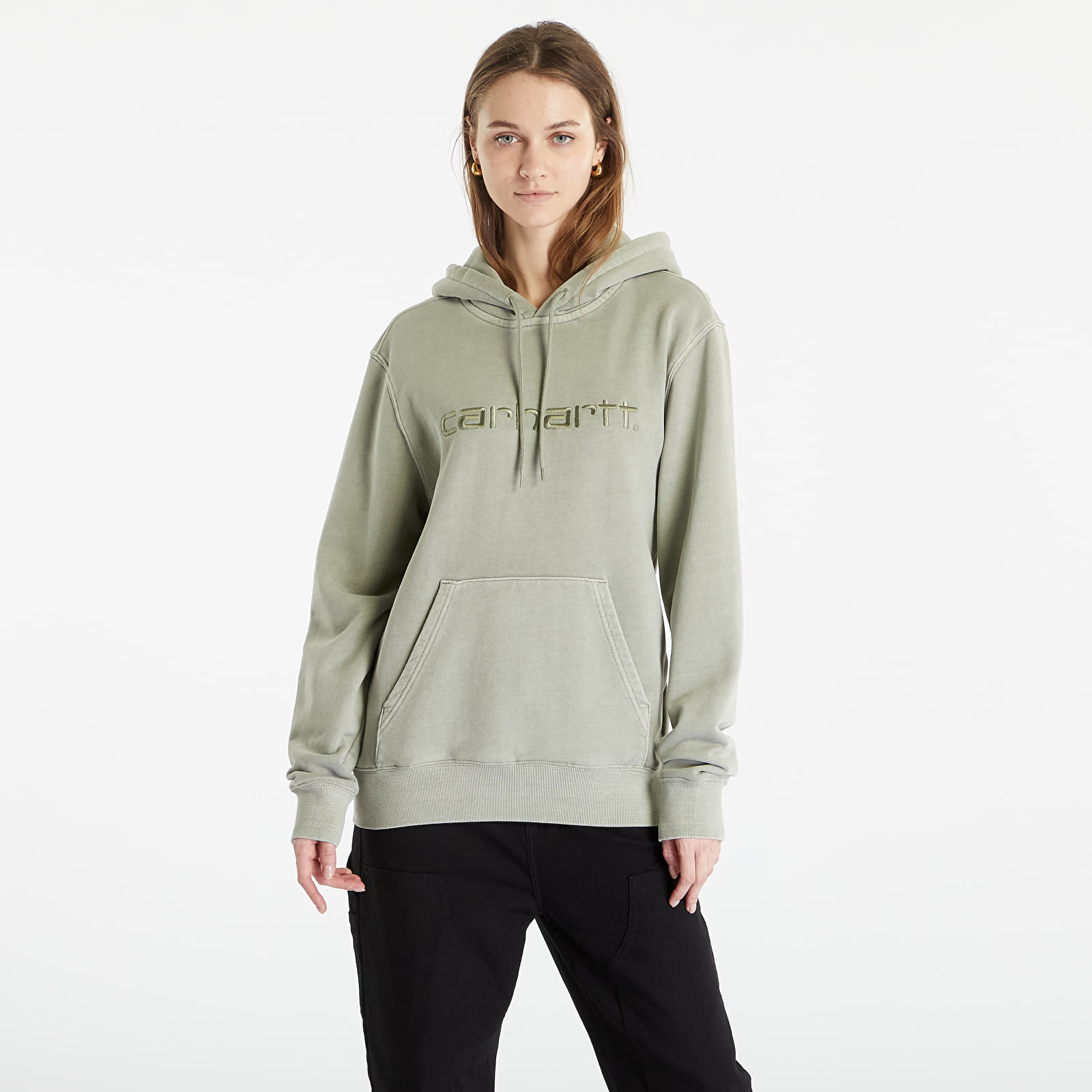 Mikiny Carhartt WIP Hooded Duster Sweat UNISEX Yucca Garment Dyed