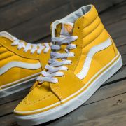 yellow and white high top vans